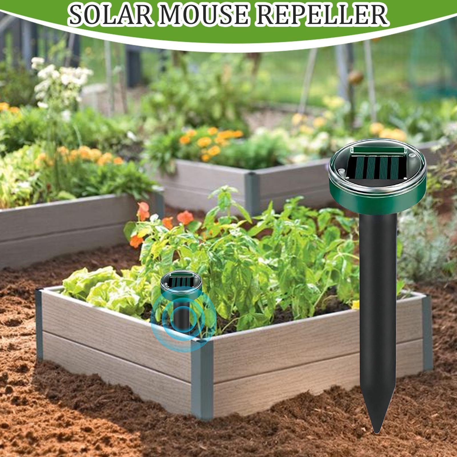 Piquets répulsifs Anti-Taupes – Serpent à ultrasons d'extérieur | 6 x piquets de Dissuasion étanches pour Cour, Jardin, pelouse