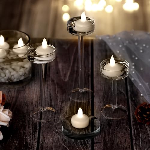 Miniatura 2 de AGPtek - lote de 10 luces ledes flotantes para té, impermeables, para decoración de bodas y fiestas, floral, vela sin llama, blanco/blanco cálido,