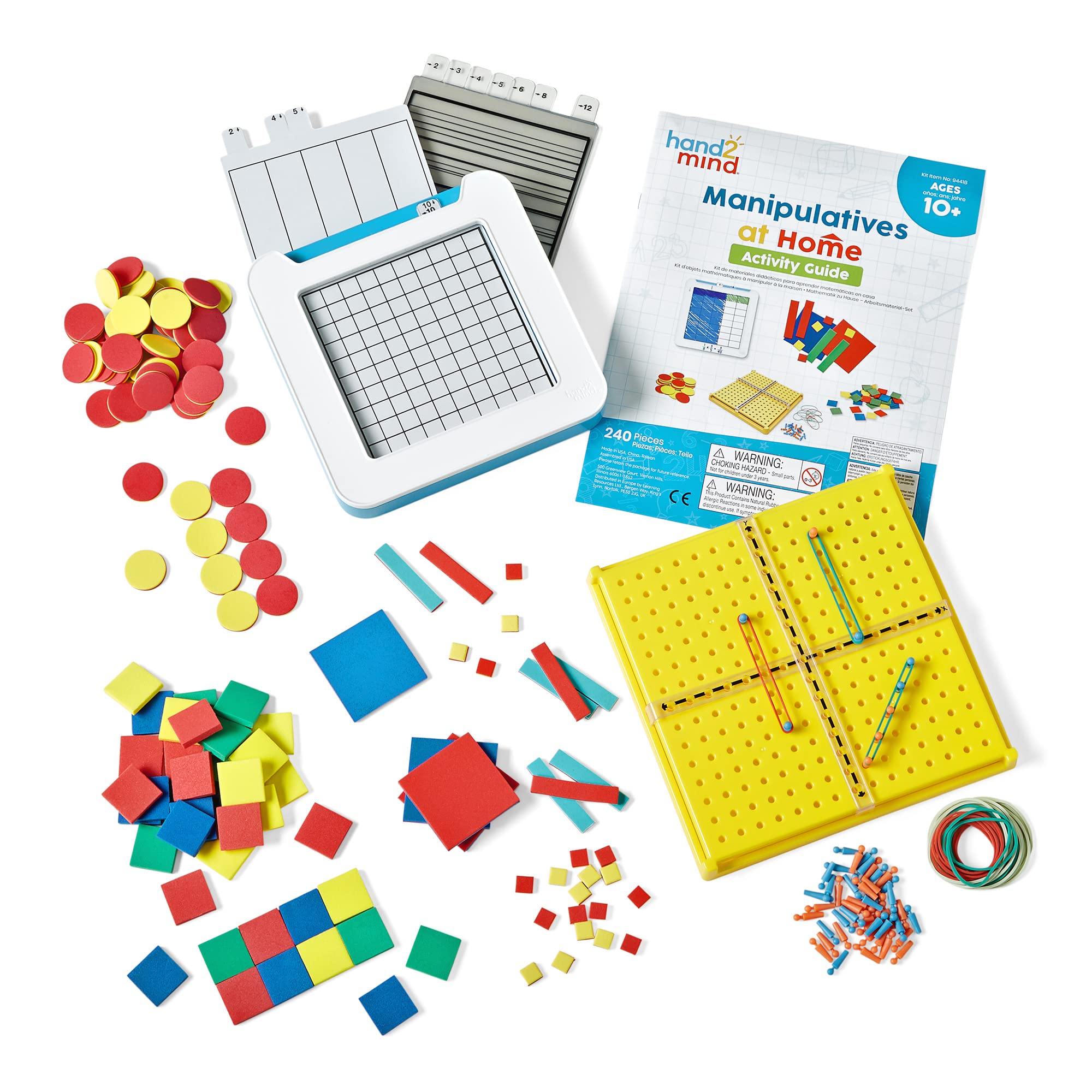 hand2mind Take Home Math Manipulatives Kit for Kids Grade 6-8, with Algebra Tiles, Build-A-Grid, Two Color Counters, Color Tiles and Coordinate Pegboared (Single Kit) - Image 4