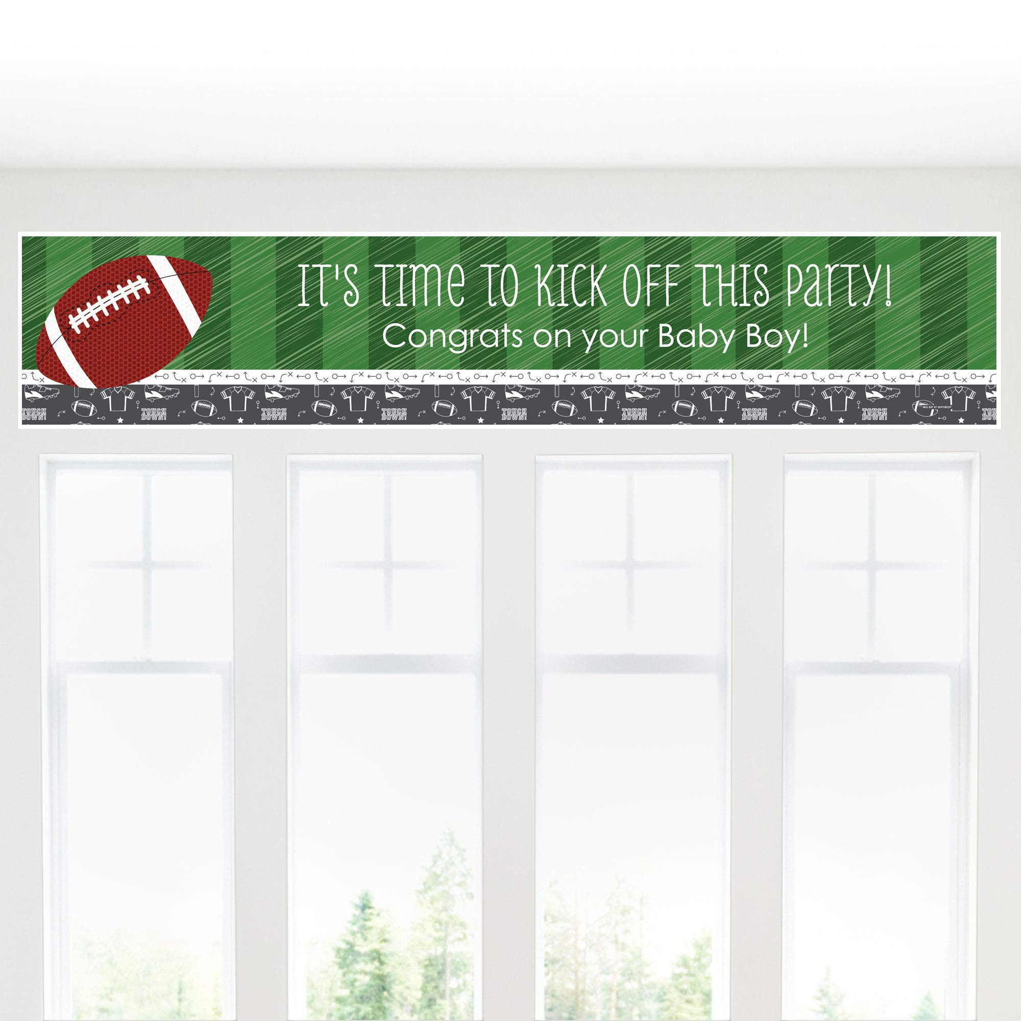 Big Dot of Happiness End Zone - Football - Baby Shower Decorations Party Banner