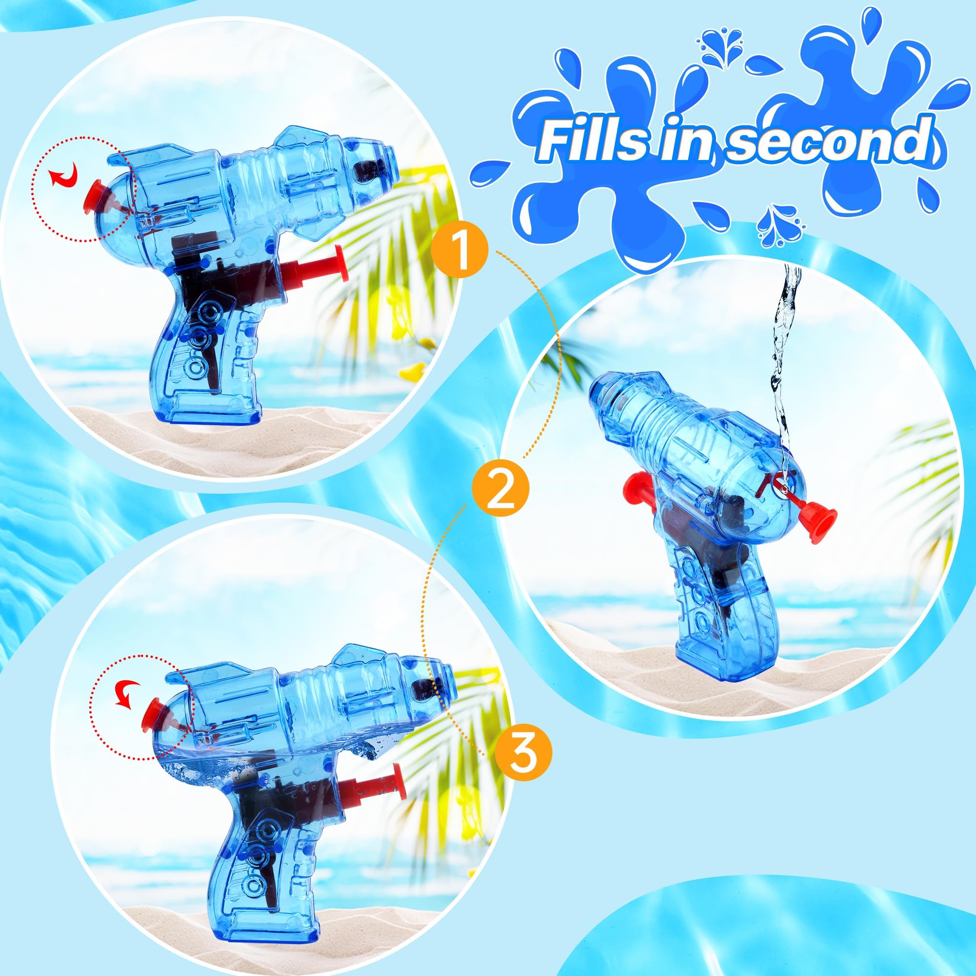 Mini pistola ad acqua per bambini, 4 pezzi pistola ad acqua piccola trasparente, pistola a spruzzo d'acqua piccola regali estivi piscina spiaggia piscina combattimento con l'acqua per bambini