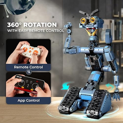 Miniatura 4 de IVVTNHZ Johnny 5 Robot Building Set con control remoto, juguete de bloques de construcción de circuito de película corta, kit de modelo de figura de