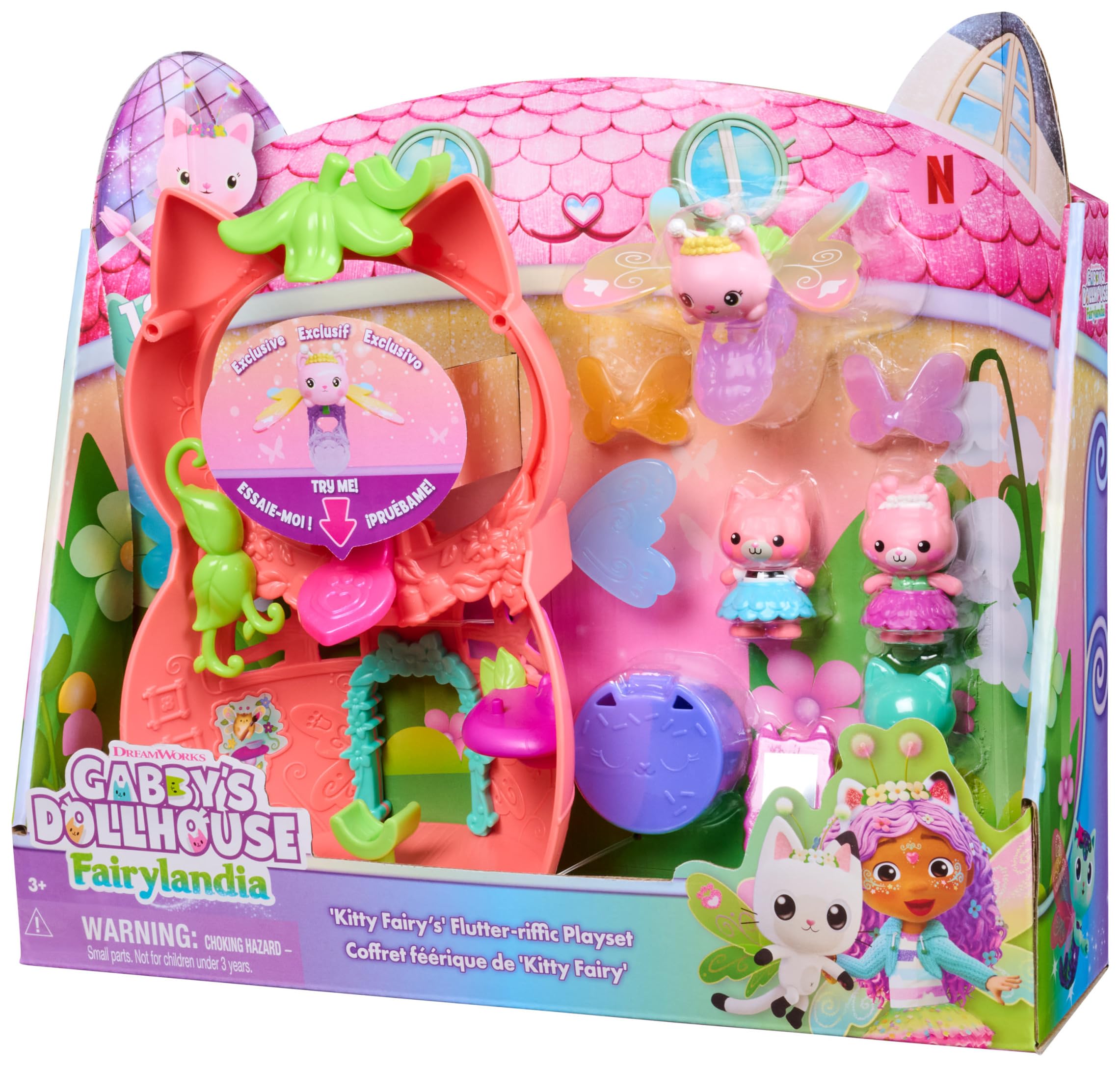 Gabby's Dollhouse Fairylandia, Set di Gioco Kitty Fairy con Ali magiche con 12 Pezzi ed Esclusivo Anello con Ali magiche, Giocattoli per Bambini e Bambine dai 3 Anni in su