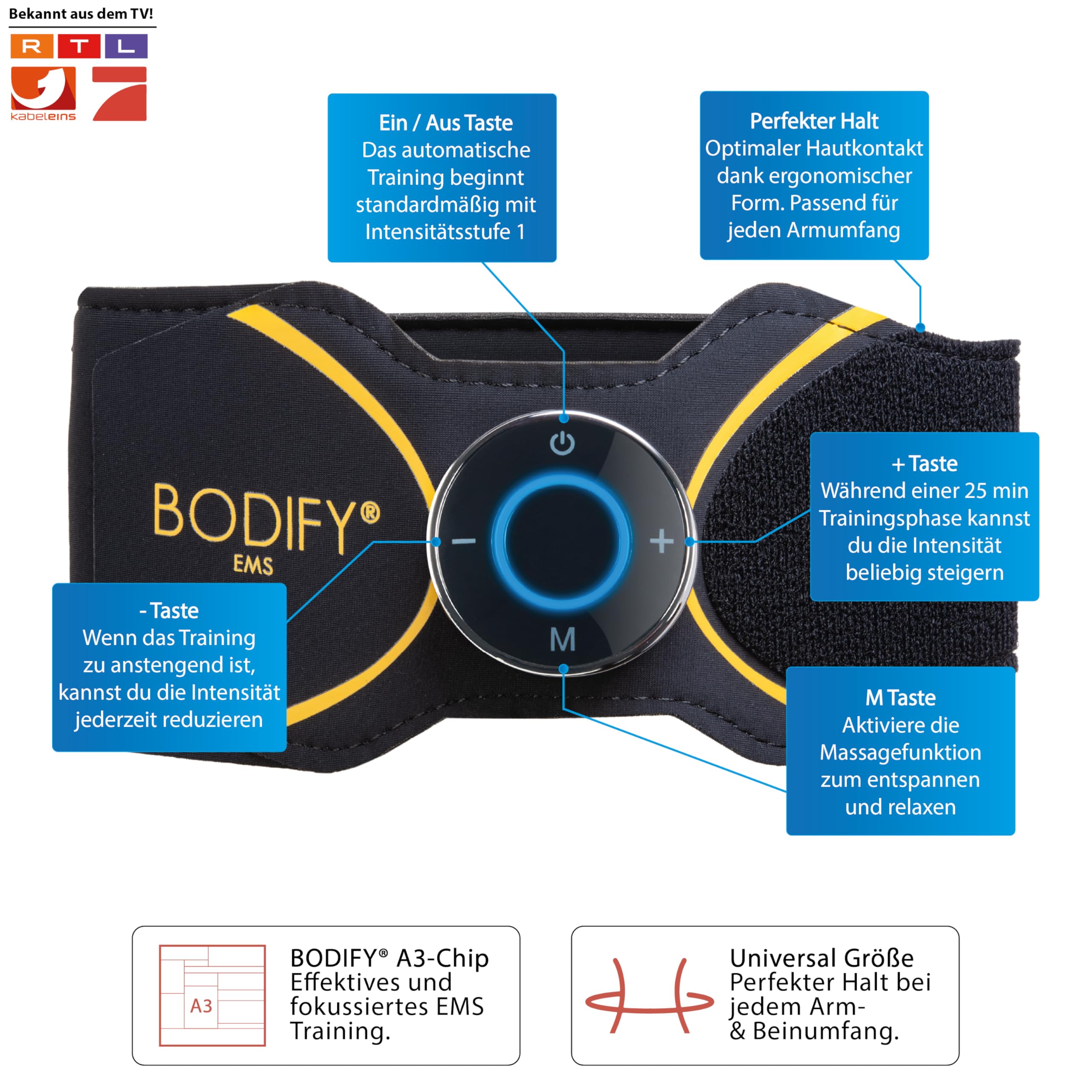 Bodify® 2in1 EMS Arm & Bein Trainer Pro - Gezielte Stimulation der Arm & Bein Muskulatur! - Muskelaufbau - Stimulationsgerät Arm Bein Muskeln – Muskeltrainer für Männer und Frauen DAS ORIGINAL