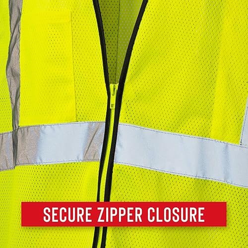 Miniatura 10 de Coast SV300 - Chaleco de seguridad recargable con luz de alta visibilidad, modo doble, cremallera frontal, 2 bolsillos, 2 pestañas para micrófono,