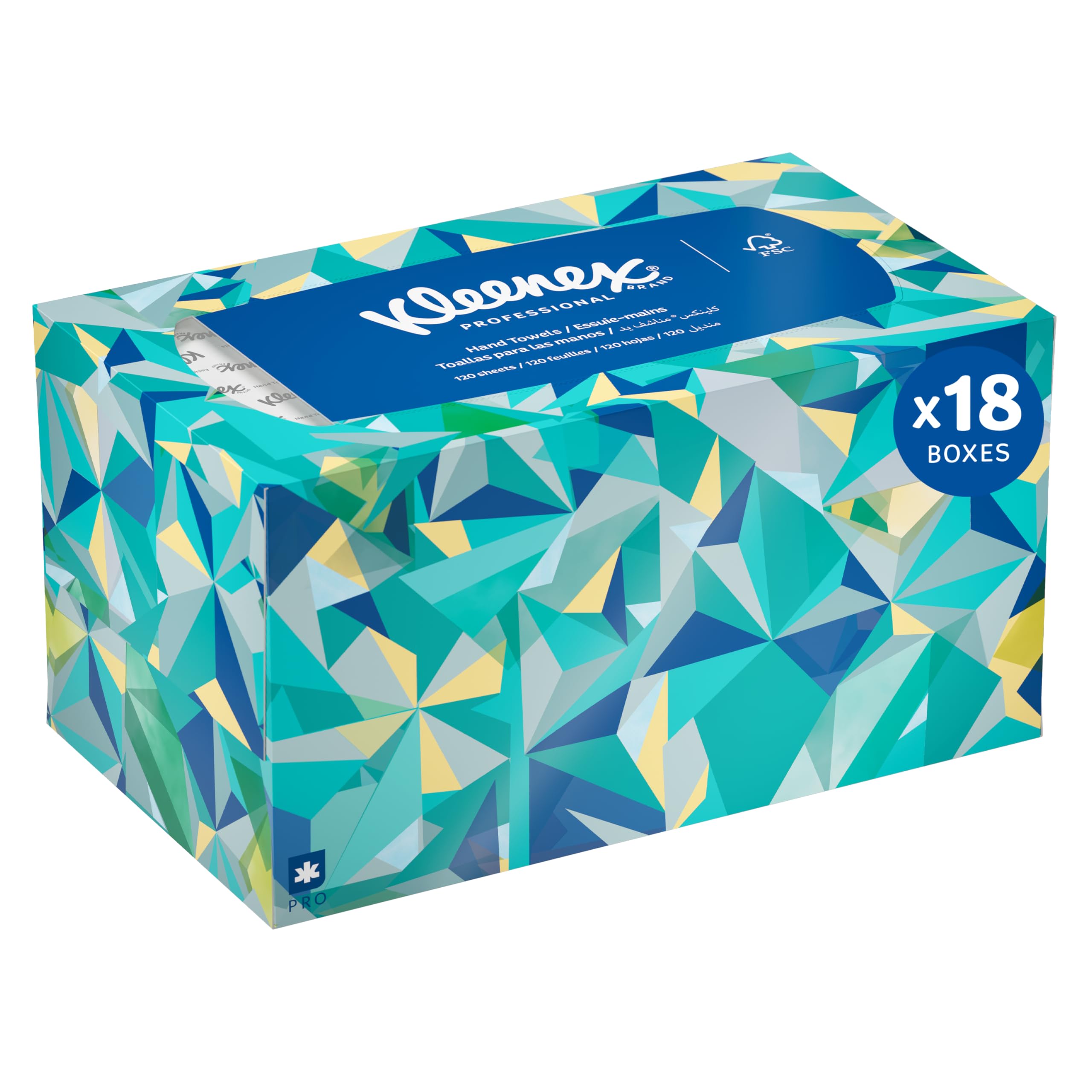 Kleenex Professional Paper Hand Towels, Bulk (01701), Premium Absorbency Pockets, Pop-Up Box, White (18 Boxes of 120 Sheets, 2,160 Sheet Total)
