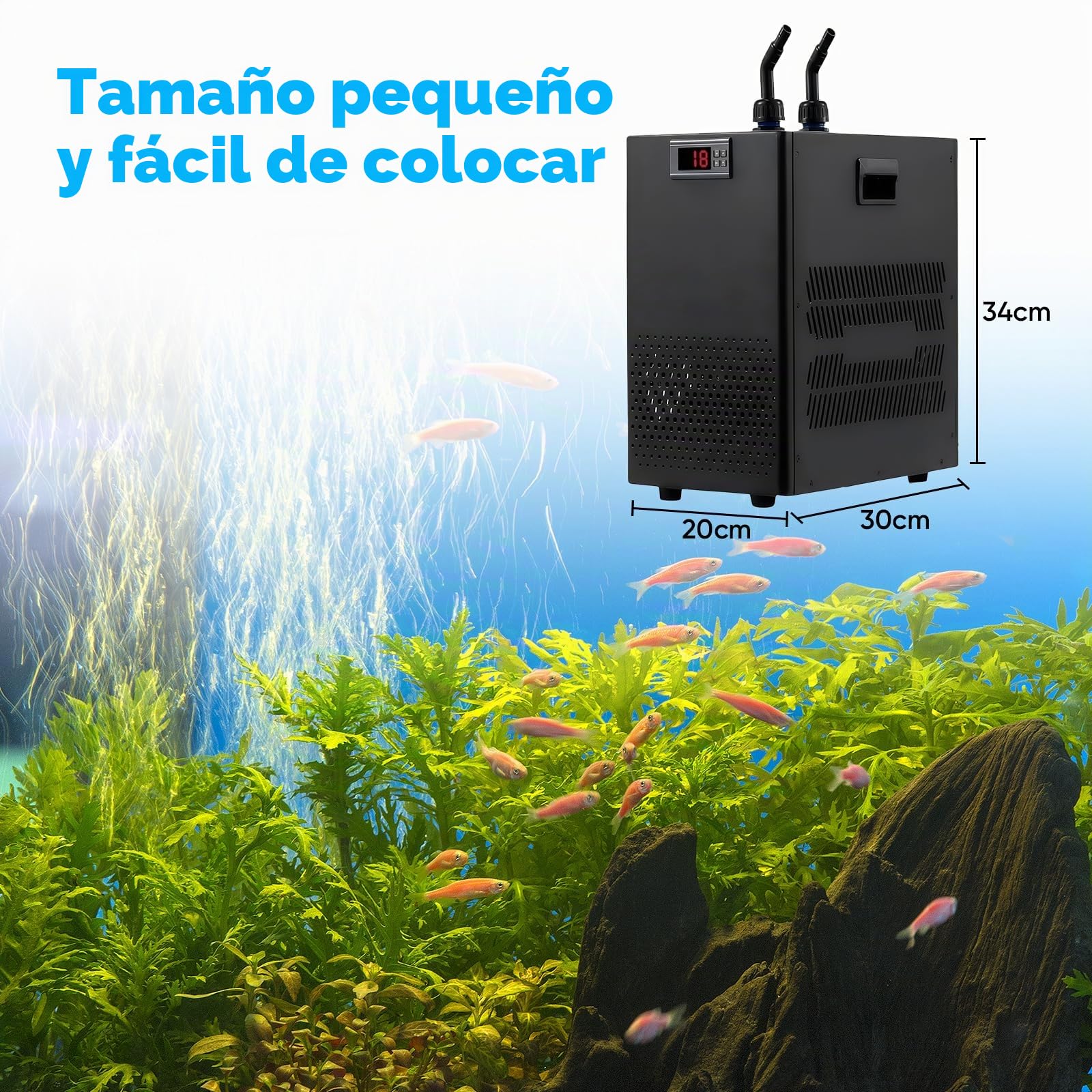 Enfriador Acuario Enfriador de Agua para Acuario 160L Sistema de refrigeración para peceras,para hidroponía,Vida acuática y peceras
