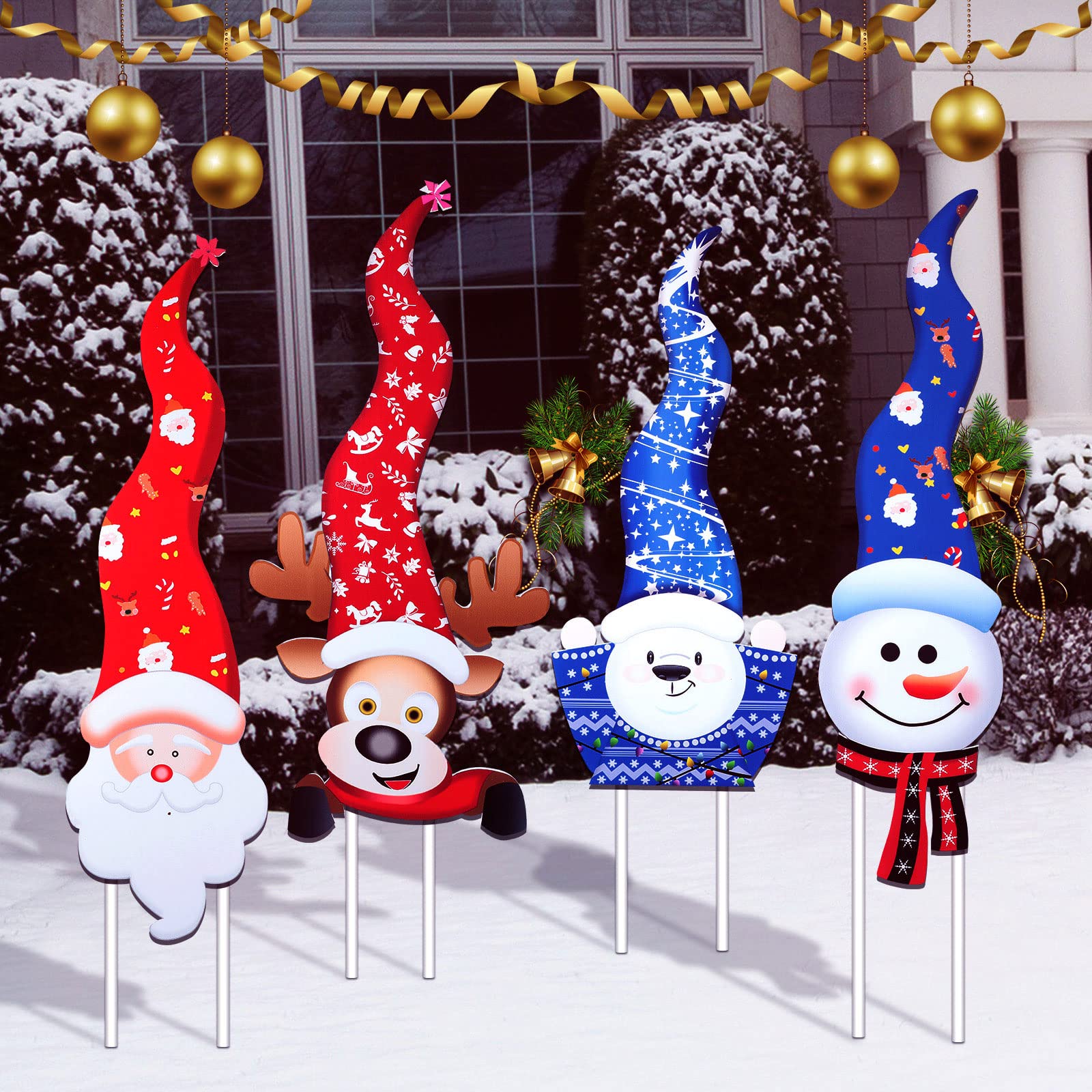 Lustige Weihnachts-Deko Für Draußen: 2 Schilder Mit Weihnachtsmann & Schneemann Für Garten & Terrasse, Inkl. Pfahl