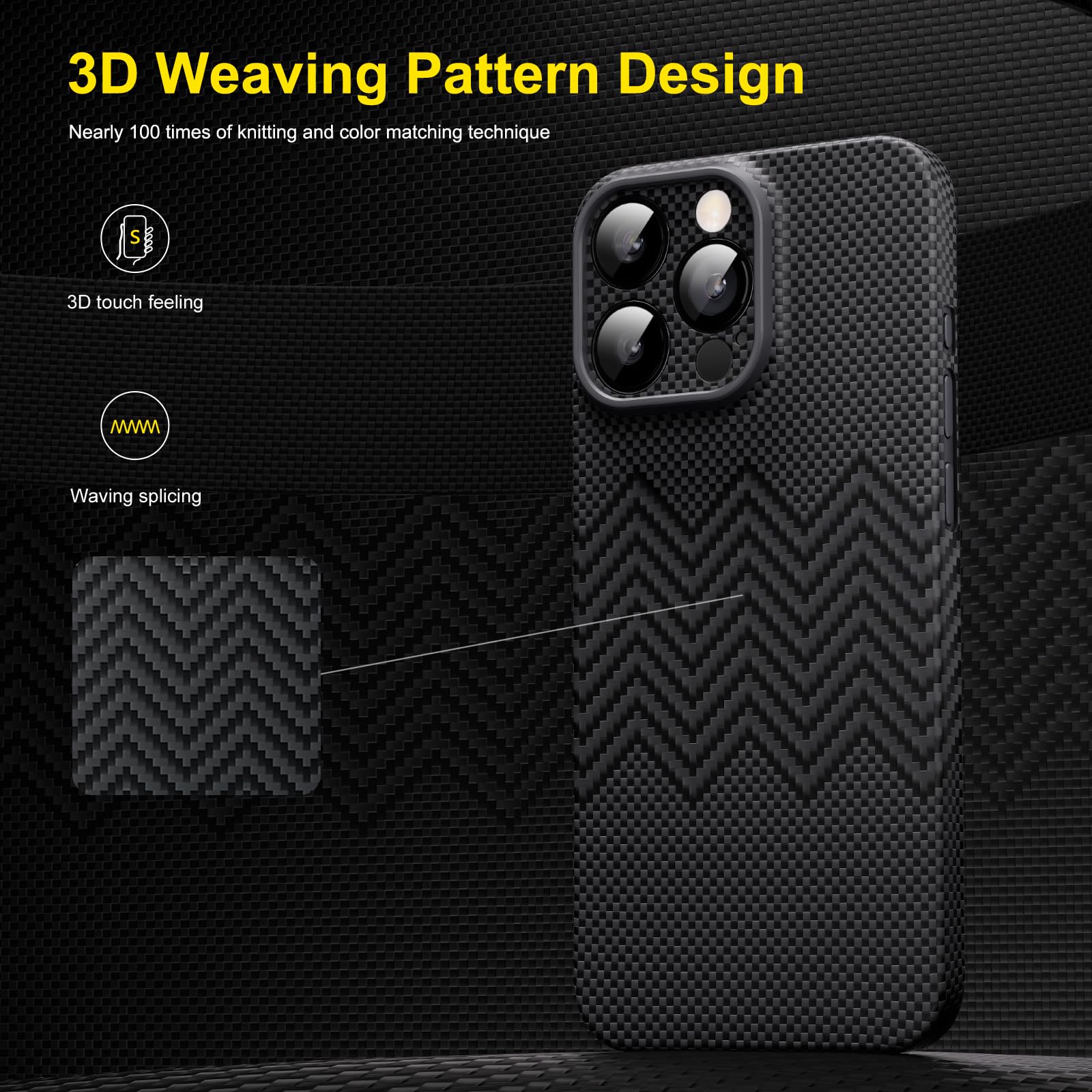 Memumi For IPhone 16 Pro Carbon Fiber Case With Wavy Texture, Sturdy - View #7