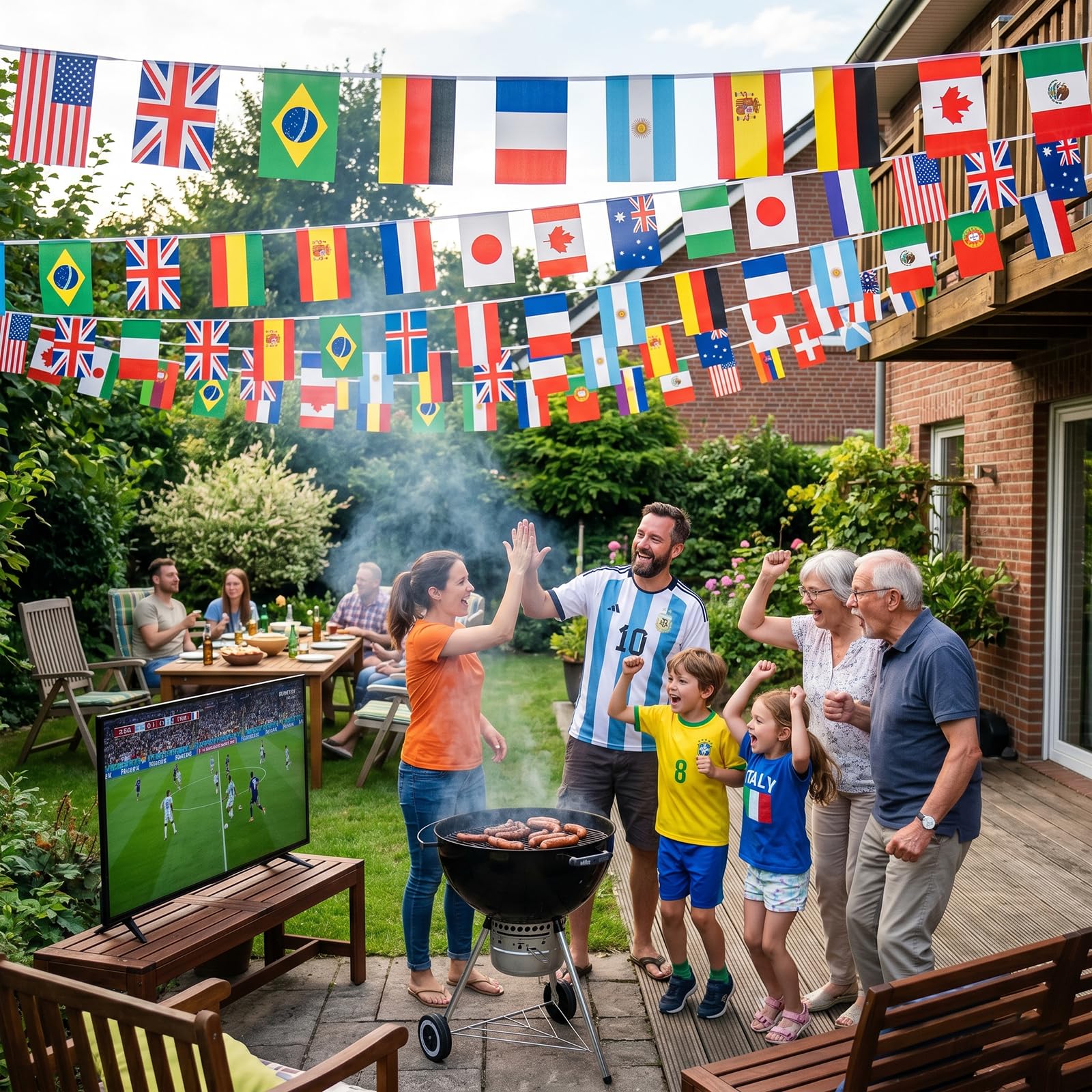 Guirlande de 32 drapeaux de pays Coupe du monde 2026, tissu, décoration Euro Football Eurovision 2026 Bar Party