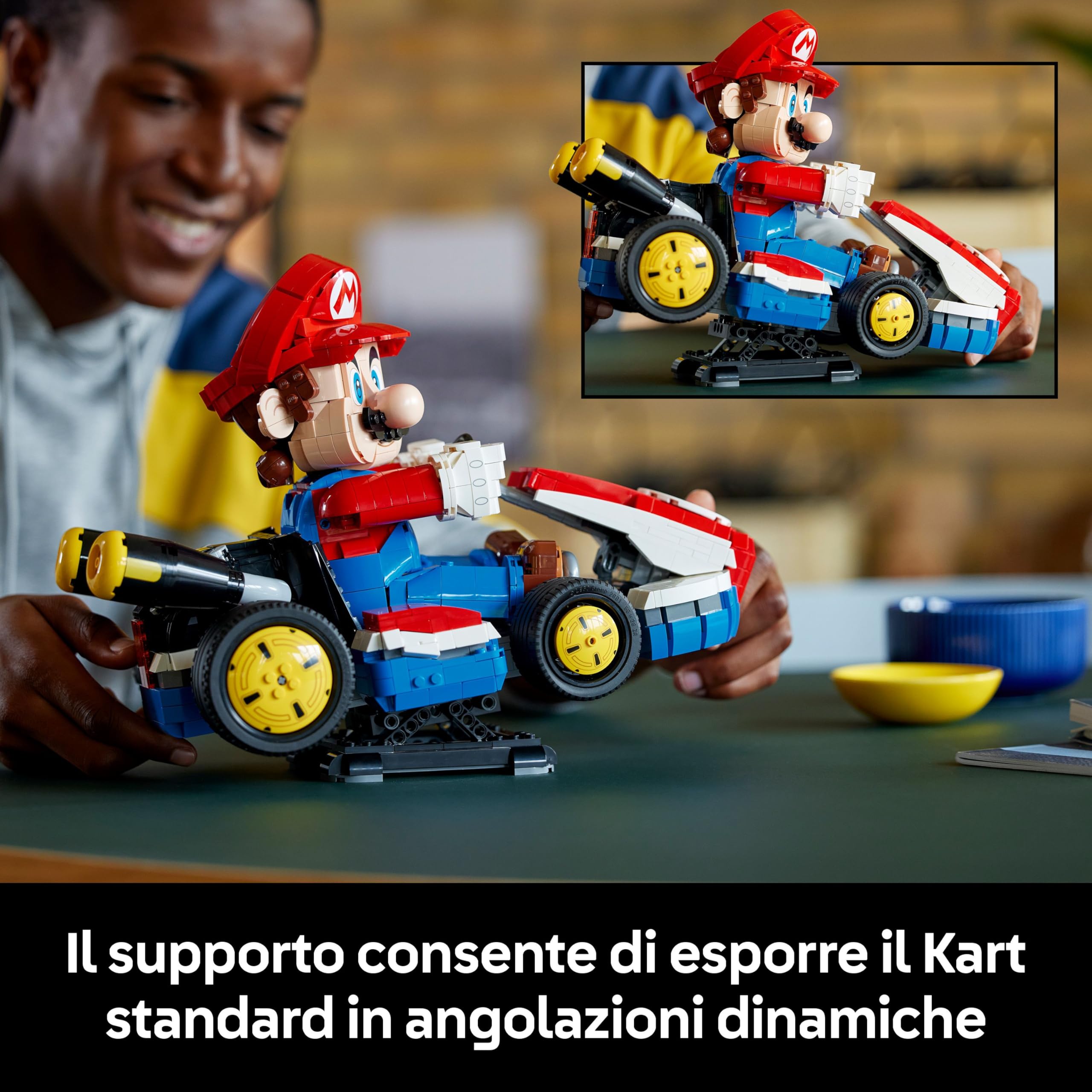 LEGO Mario Kart: Mario e Kart Standard - Personaggio Nintendo da Esposizione con Modellino di Auto per i Fan del Videogioco - 72037