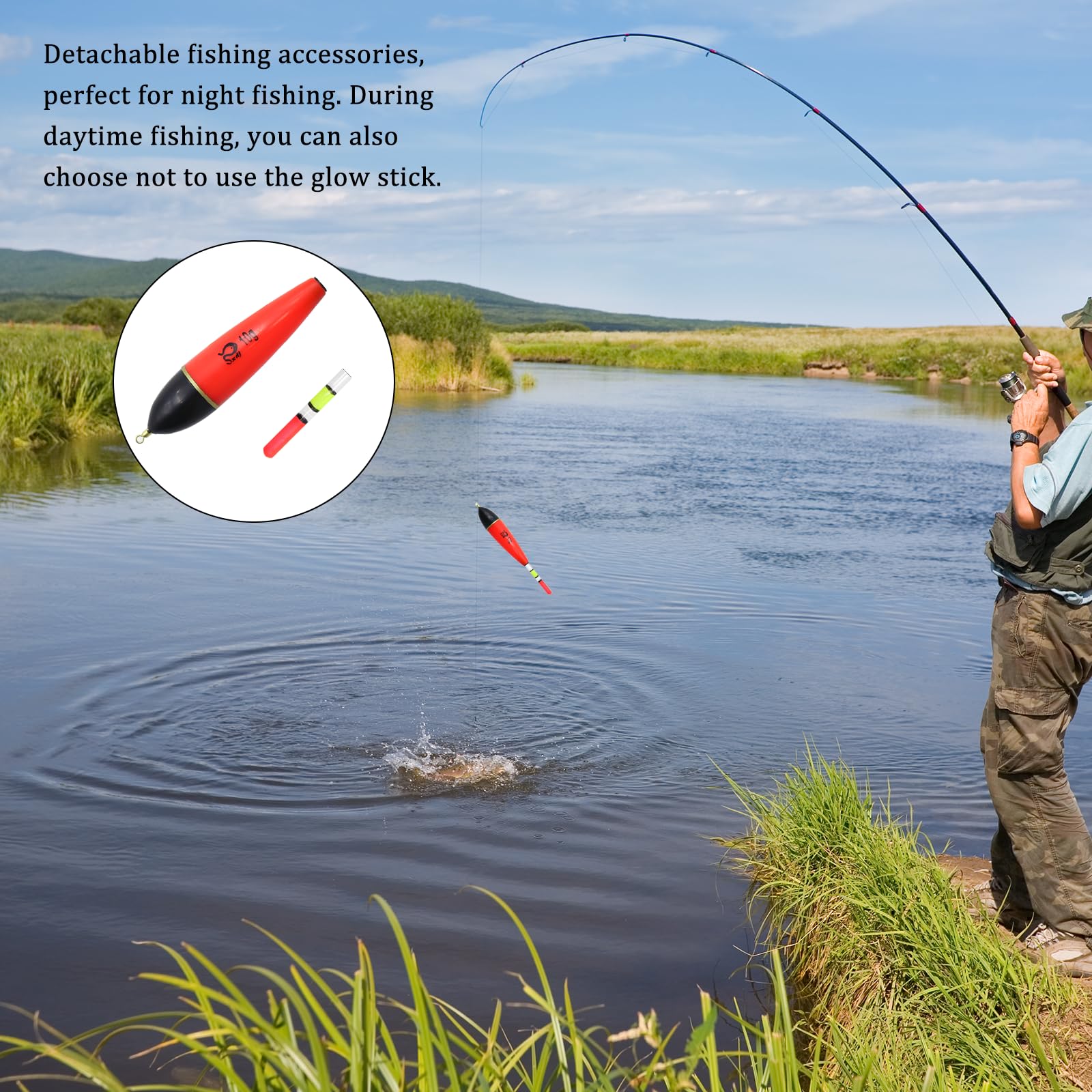 OMJMYY 5 Unidades de flotadores de Pesca Luminosos 5 g/8 g/10 g/12 g/15 g portátil Pesca flotadores Accesorios de Pesca Set de Espuma EVA para Lucio Perca Carpa Diferentes Especies de Peces Grandes