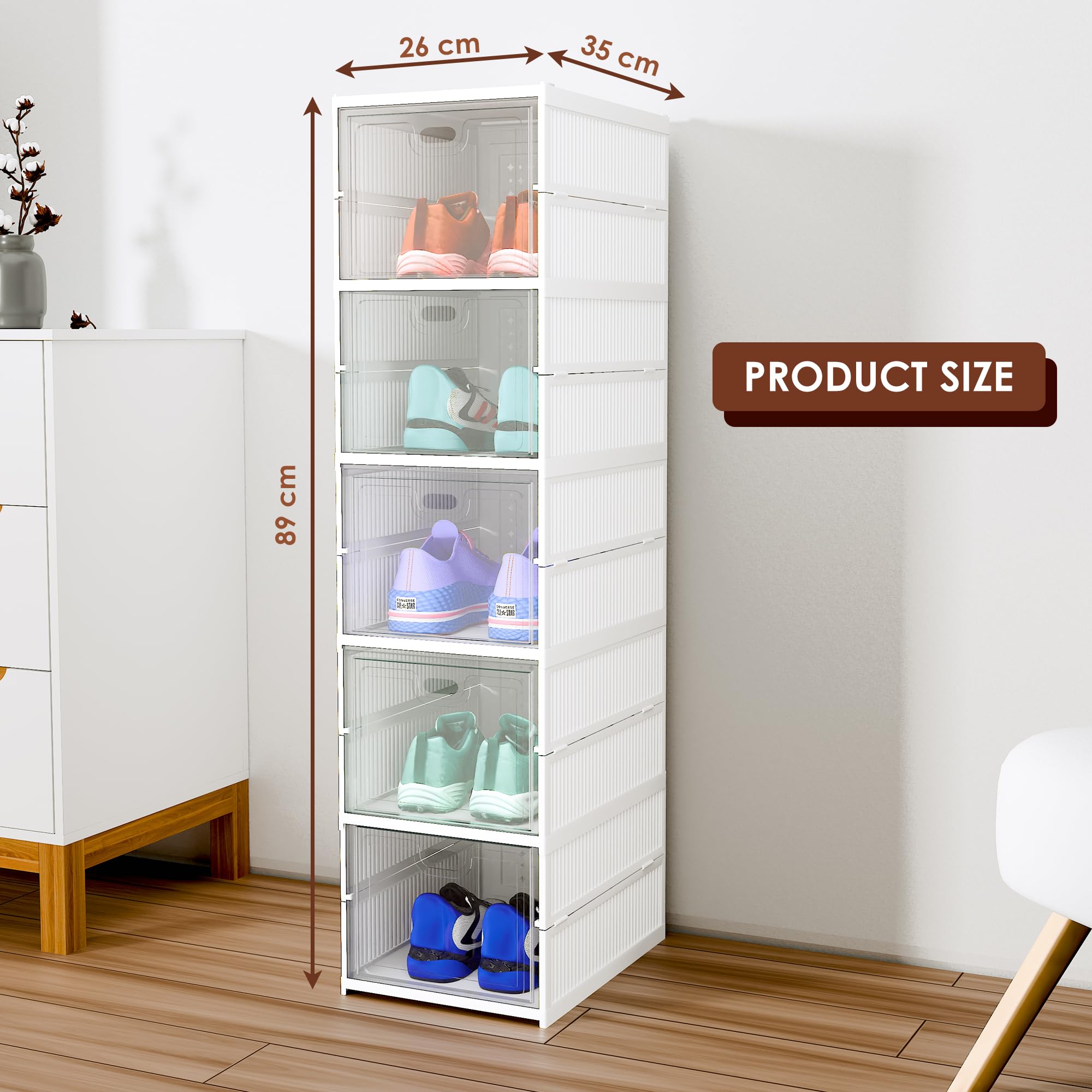 Kuber Industries Stojak na buty (5-warstwowy), składane pudełko na trampki, organizer do przechowywania butów, kapci i książek, stojak do przechowywania do salonu, wielofunkcyjny organizer do szafek,