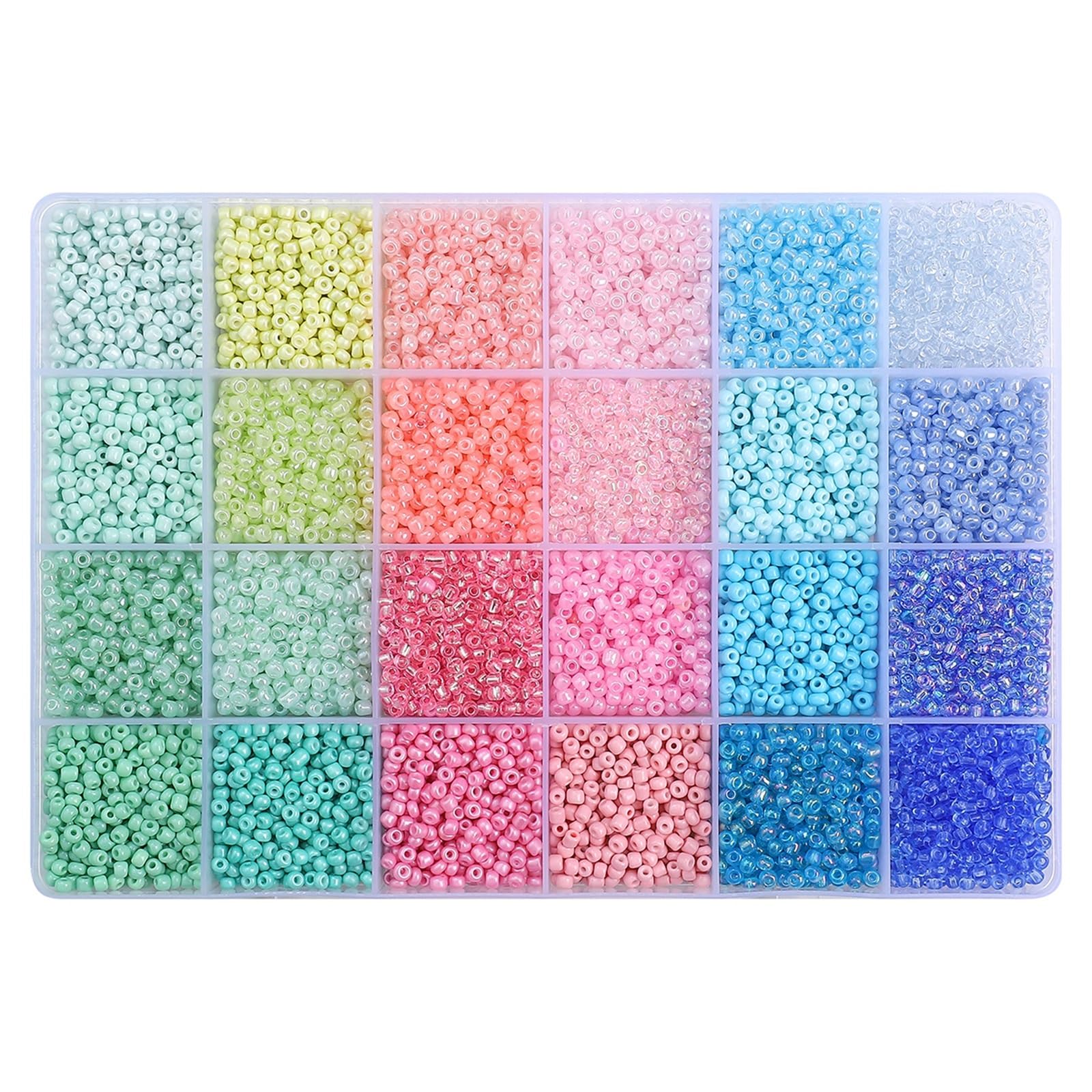 QuxetlRyz Craft Beading Kit 24 Grid 3mm Premium Glass Rice Beads Set｜for DIY Jewelry Making 6.5g/Grid ≈5200pcs/Box(Color8)