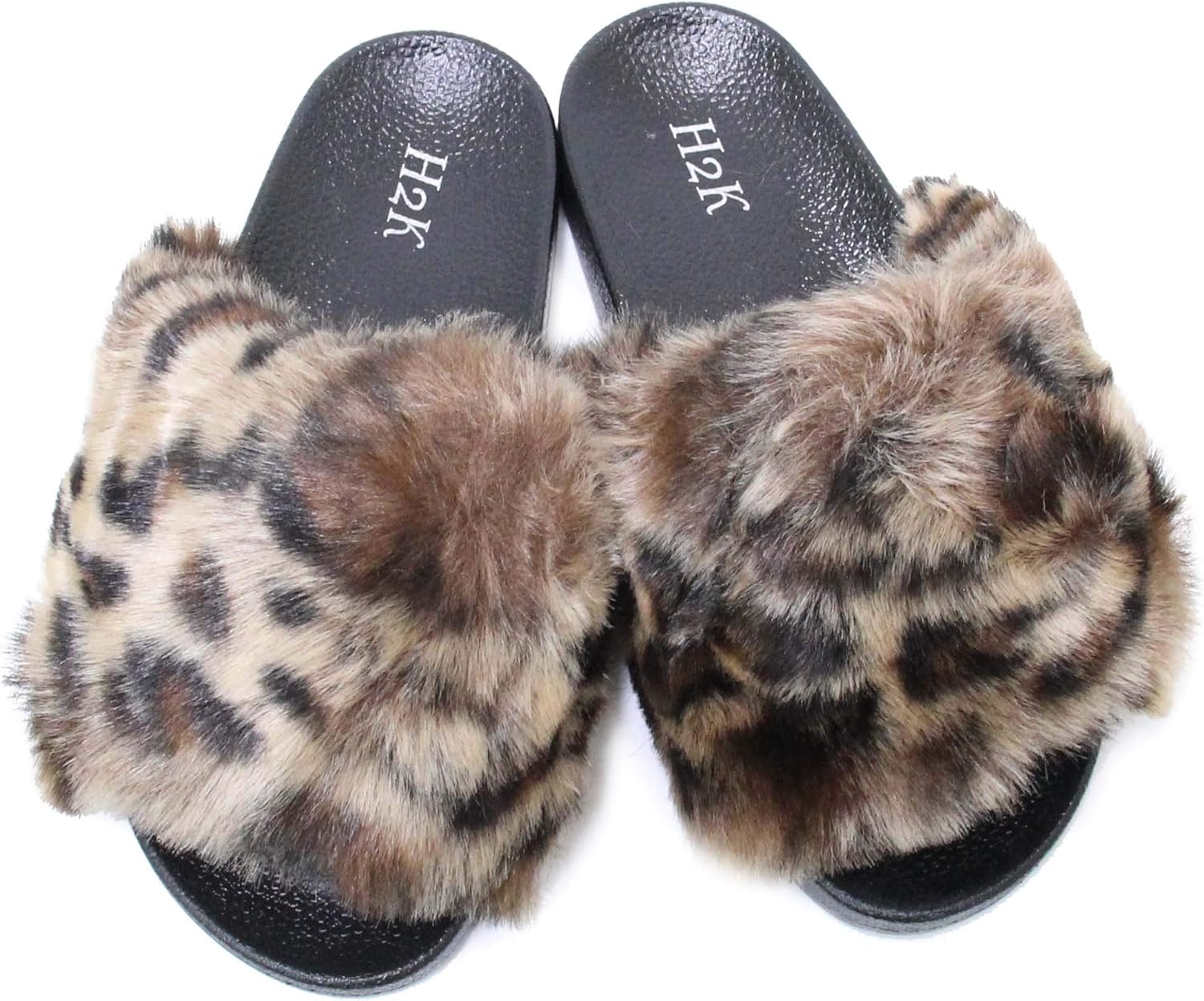 H2K Women's Fluff Furry Ultra Soft Fur Slides Slippers Open toe Slip On Sandals Lora - Image 5