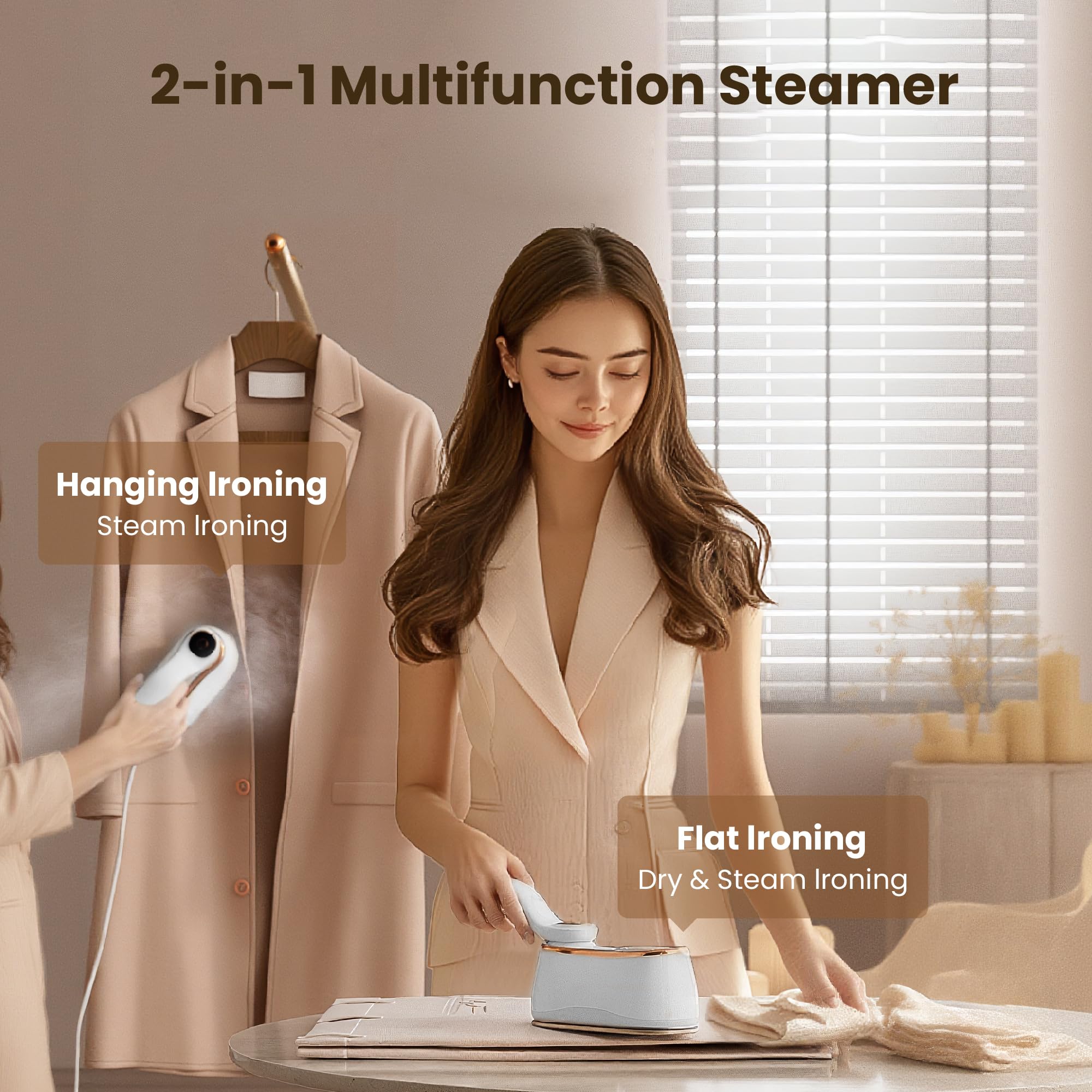 Mitdir Ferro da stiro portatile 175x80mm Ceramic Glass Panel Iron LCD 220ml Water Tank 1200W & 15s Fast Heat Up 4-speed Steamer for Clothes of all Fabrics Dry & Wet Iron for Home Travel Business Trip