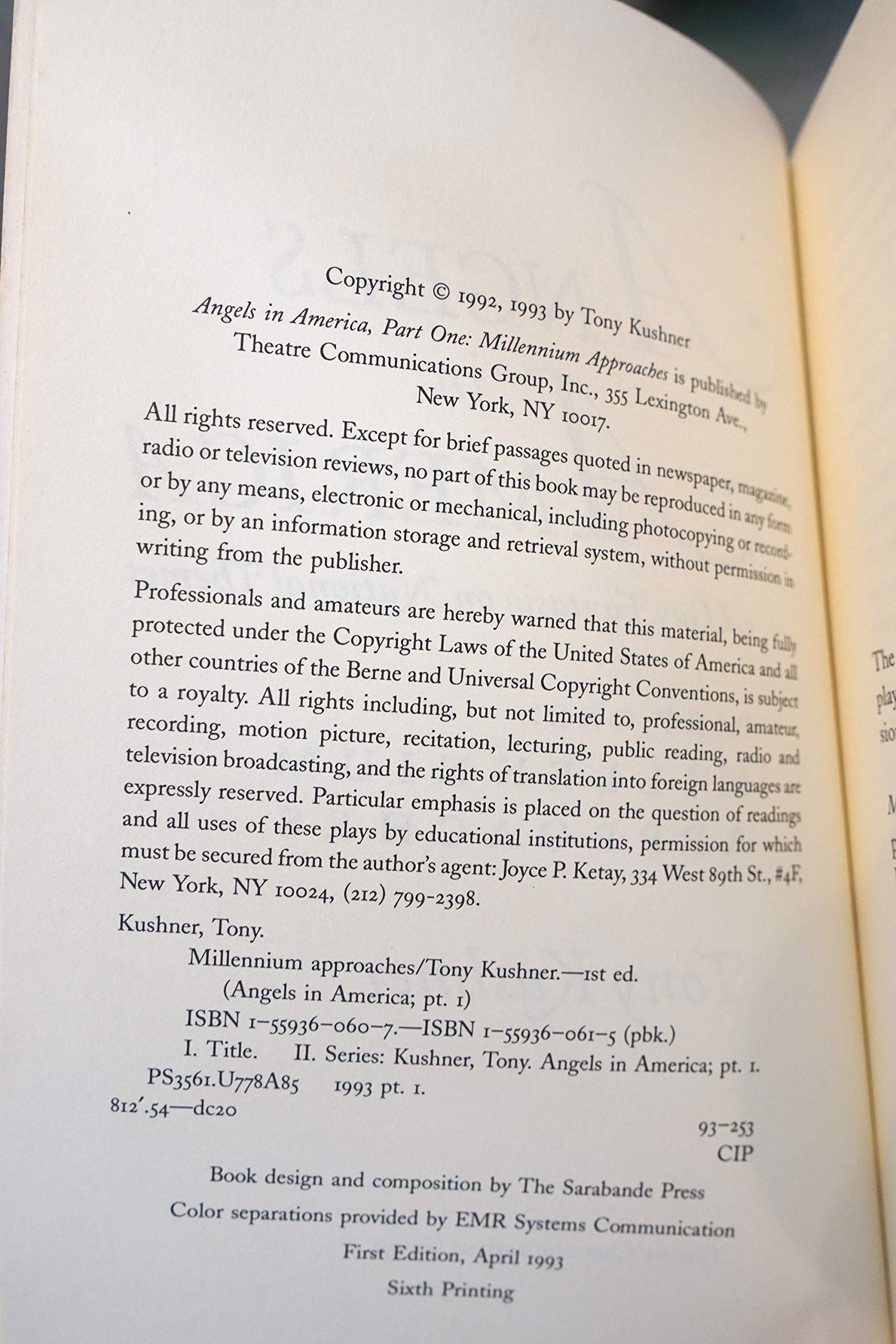 Angels in America, Part One: Millennium Approaches Kushner, Tony - PT02