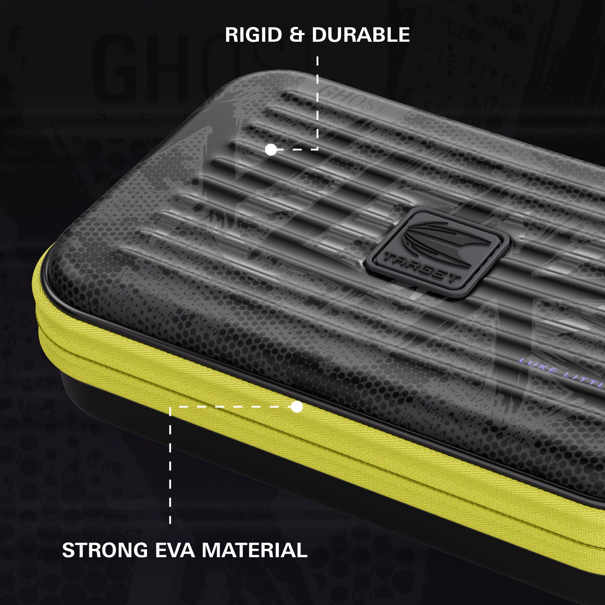 Target Darts Luke Littler Ghost Series XL Takoma Portafoglio – Freccettes Custodia, Nero/Bianco Storage Cases, “The Nuke” Cerniera Holder, Professionale Accessori – Holds 6 Fully Assemblato