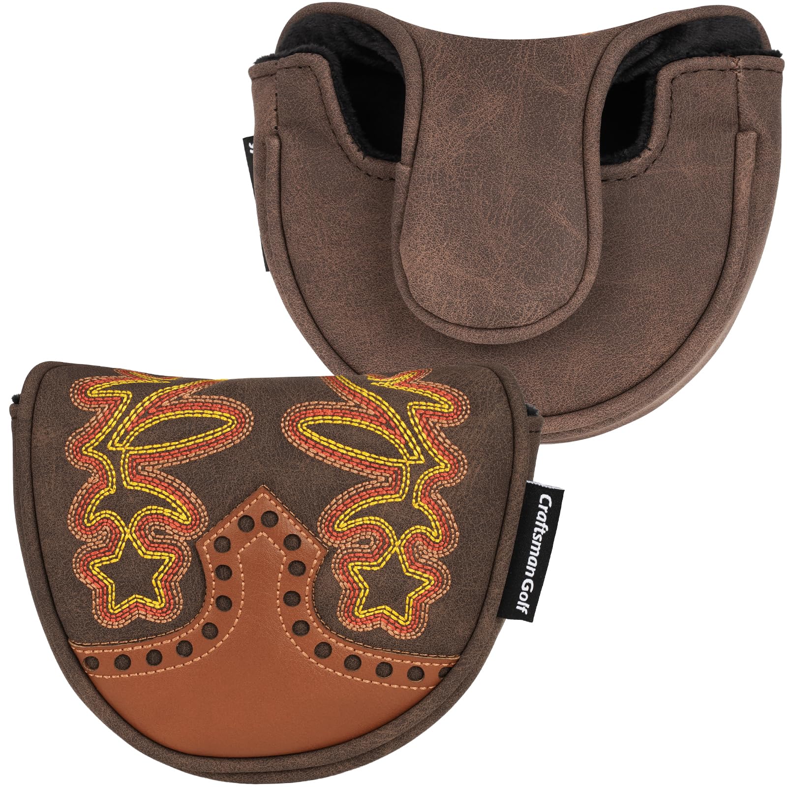 Craftsman Golf Western Cowboy Brown Leather Putter Head Cover Headcover Protector For LAB OZ.1i HS Putter