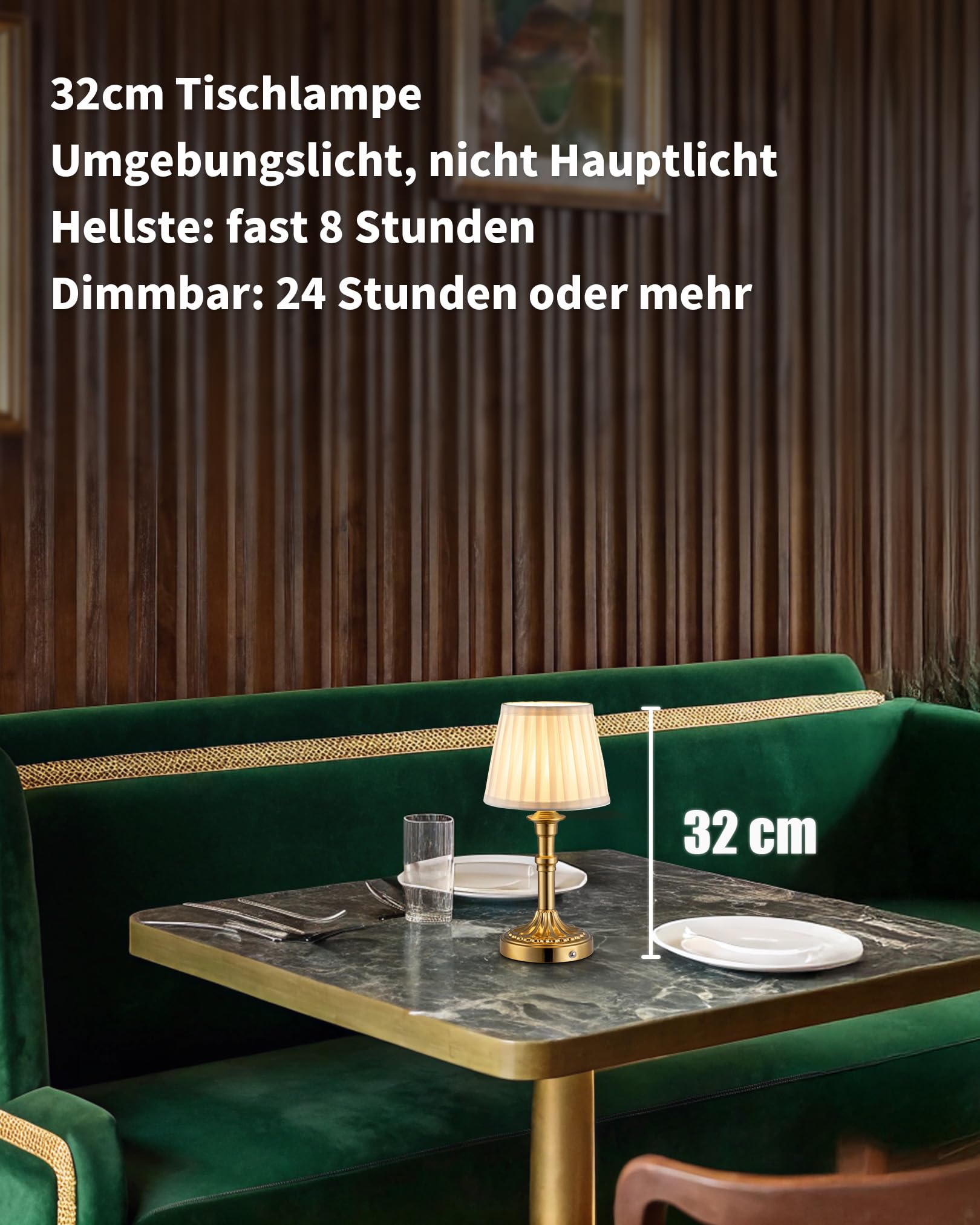 Set di 2 lampade da tavolo senza fili, paralume in tessuto a LED, piccola lampada da tavolo con batteria, dimmerabile, per soggiorno, sala da pranzo, camera da letto, bagno (Bronzo)