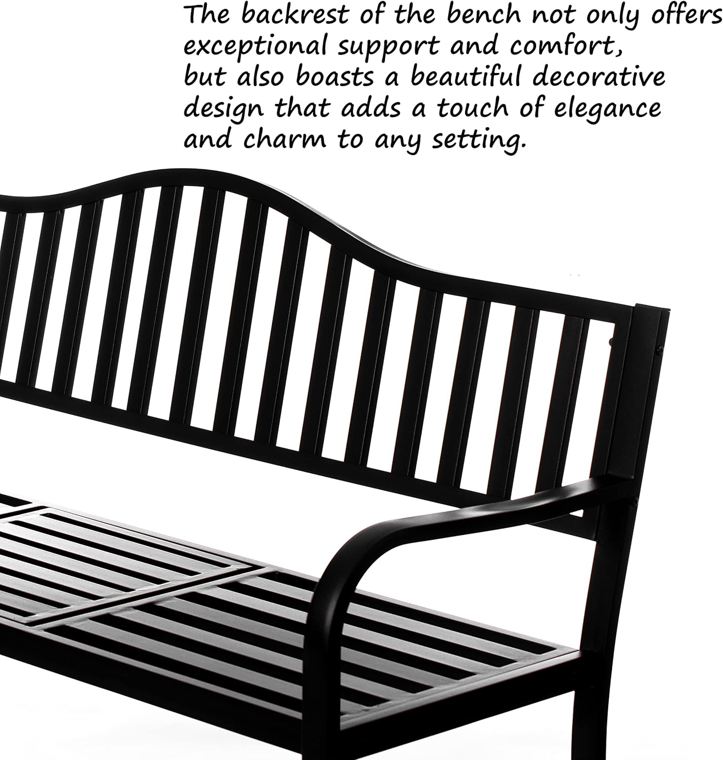Outdoor Black Powder Coated Steel Park Bench with Pop-Up Table