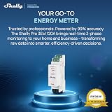 Shelly Pro 3EM 120A V2 – DIN Rail 3-Phase Smart Energy Meter 100-260 V, with 3 CTA x120A, Matter, No Hub Required, Wi-Fi, LAN & Bluetooth, Solar & PV Monitoring, 60-Day Data Log - 2
