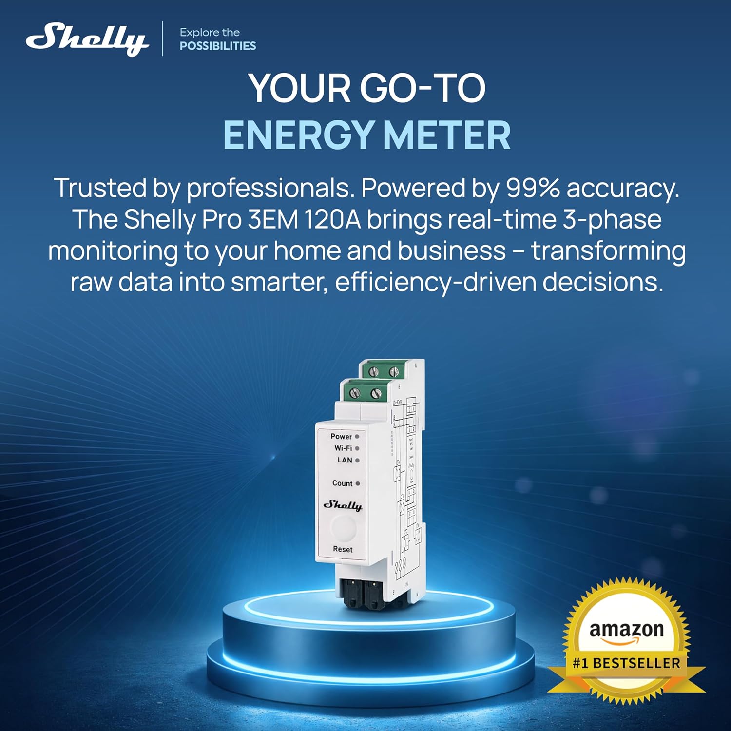 Shelly Pro 3EM (120A) v2 | Wi-Fi, Matter & LAN, 3-Phase Smart Energy Meter | Home Automation | Compatible with Alexa, HomeKit, Google Home SmartThings | Real-time Monitoring | No Hub | Solar Panels 3 81uOoOSZdmL. SL1500