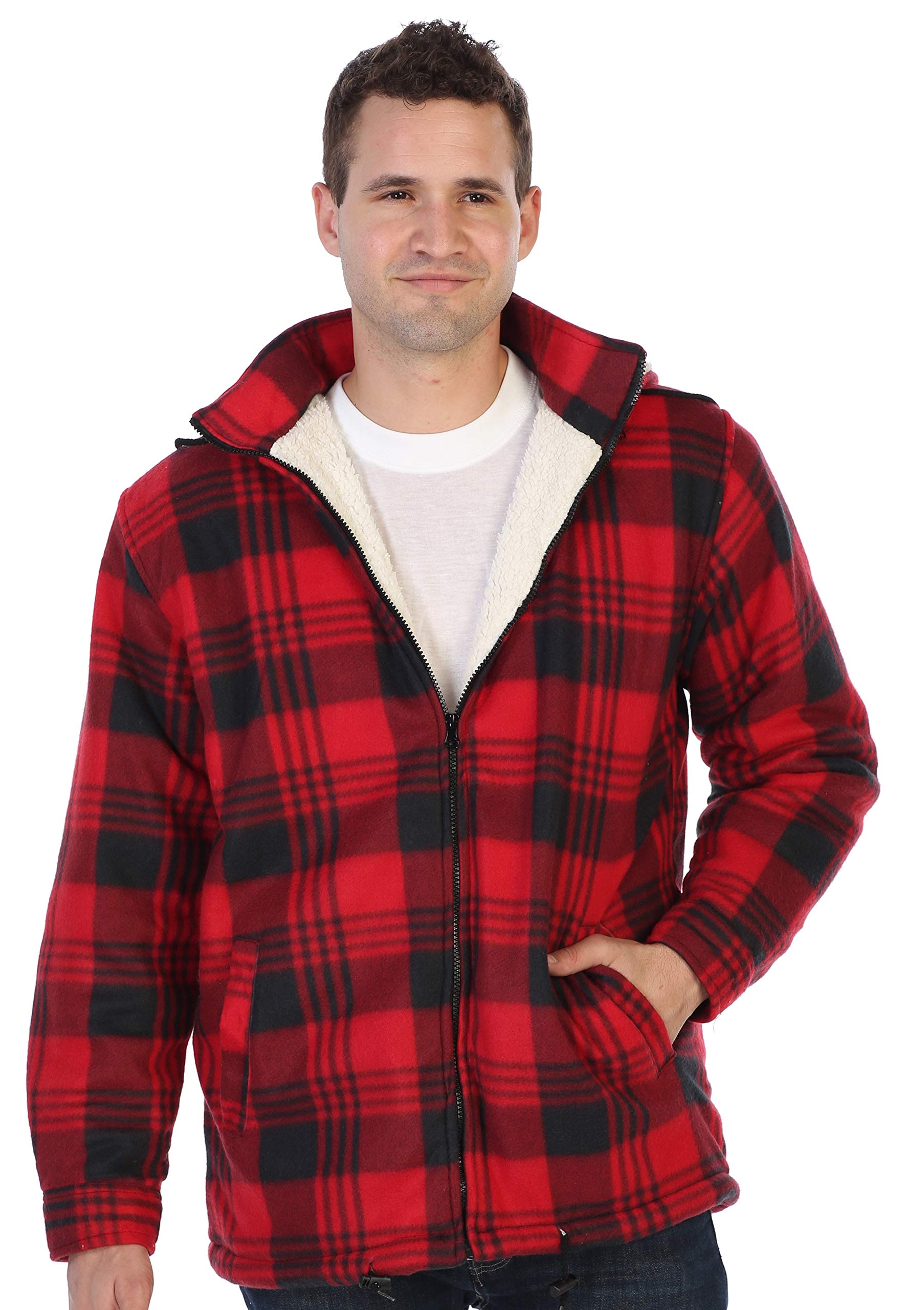 Gioberti Chaqueta para hombre con forro de franela Sherpa con capucha desmontable
