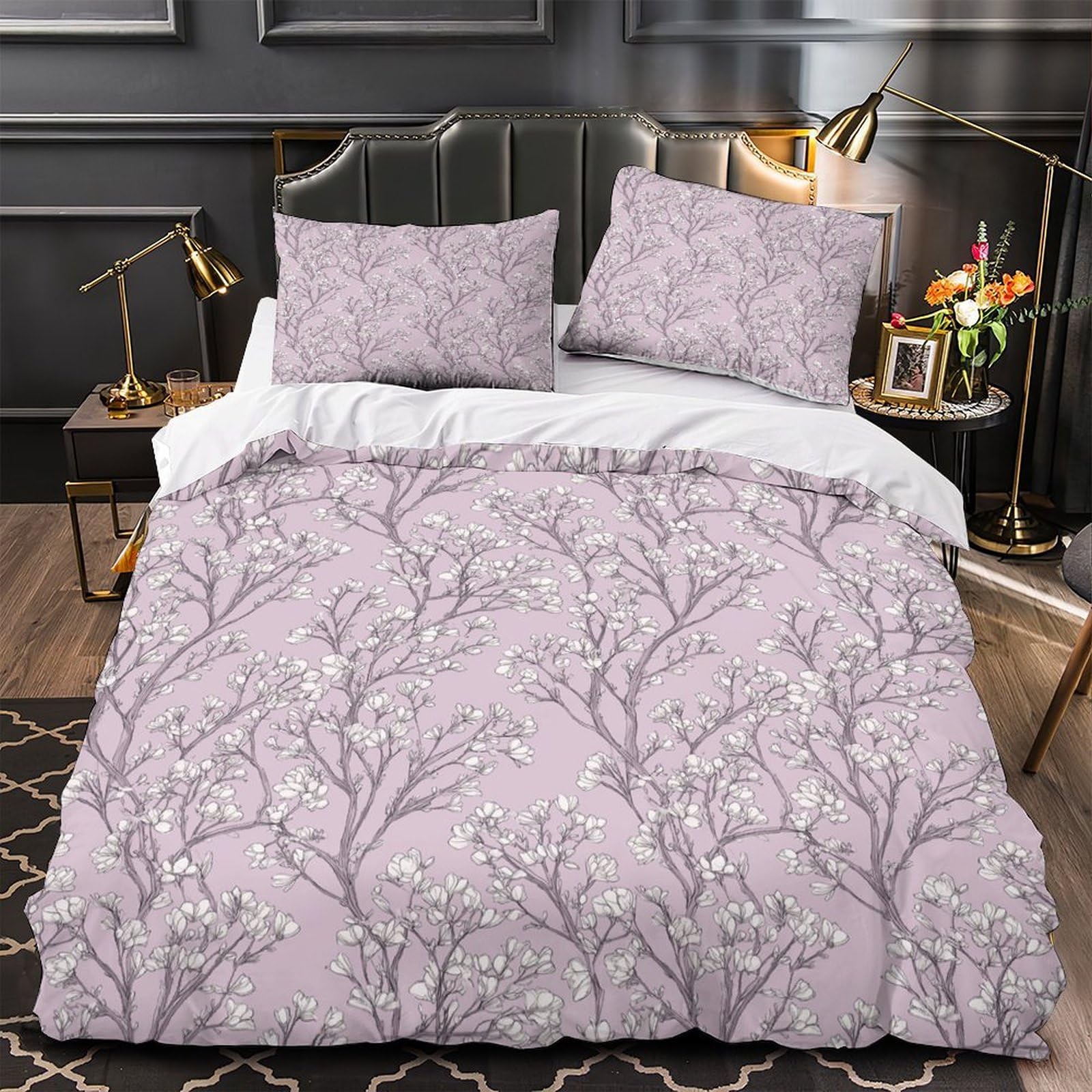 Parure de lit imprimée 3D florale pour chambre de femme moderne super king size