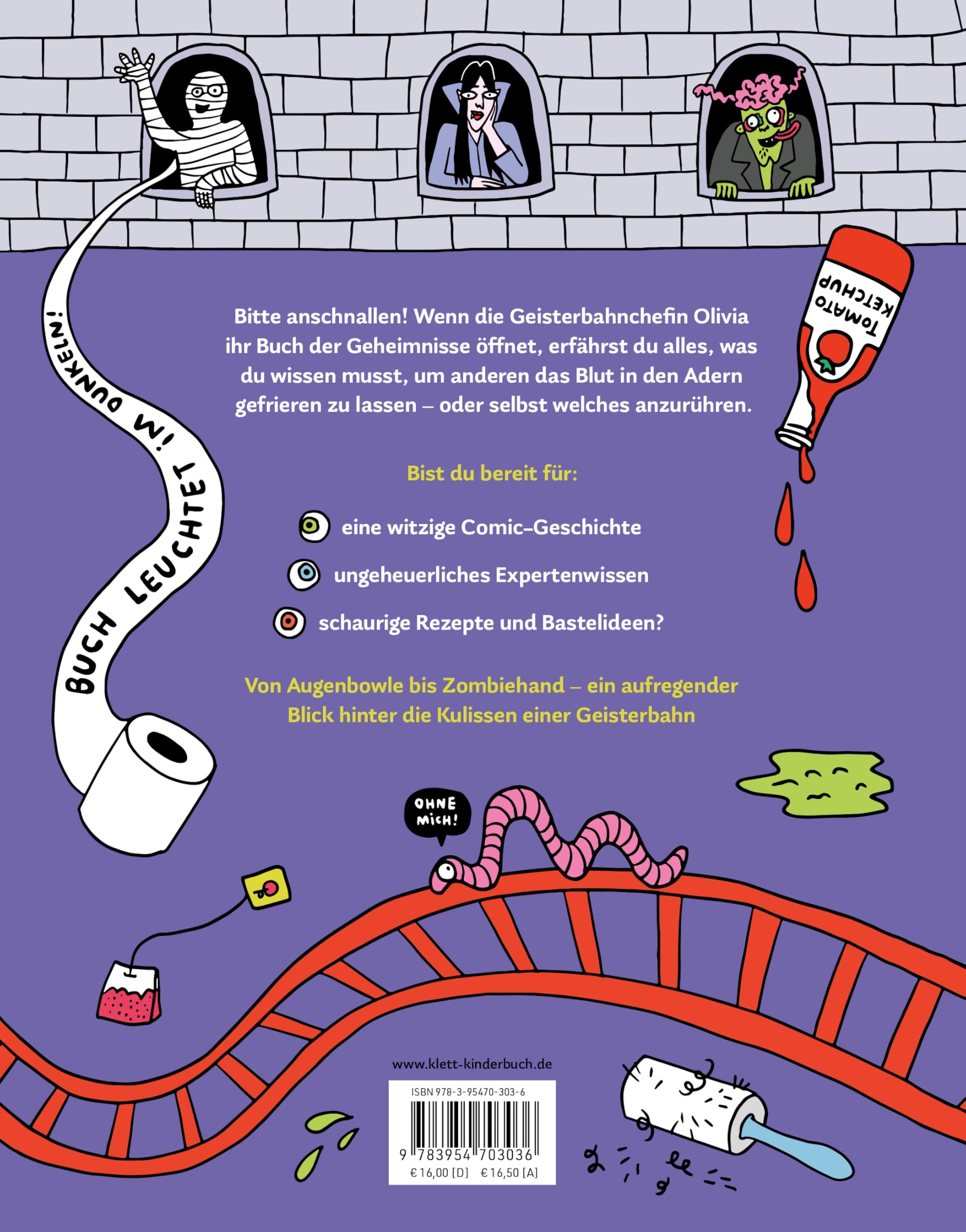 Schrecklich geheime Geisterbahn-Geheimnisse: Comic & Sachinfos & DIY-Ideen | Cover leuchtet im Dunkeln | Gruselspaß ab 5 Jahren