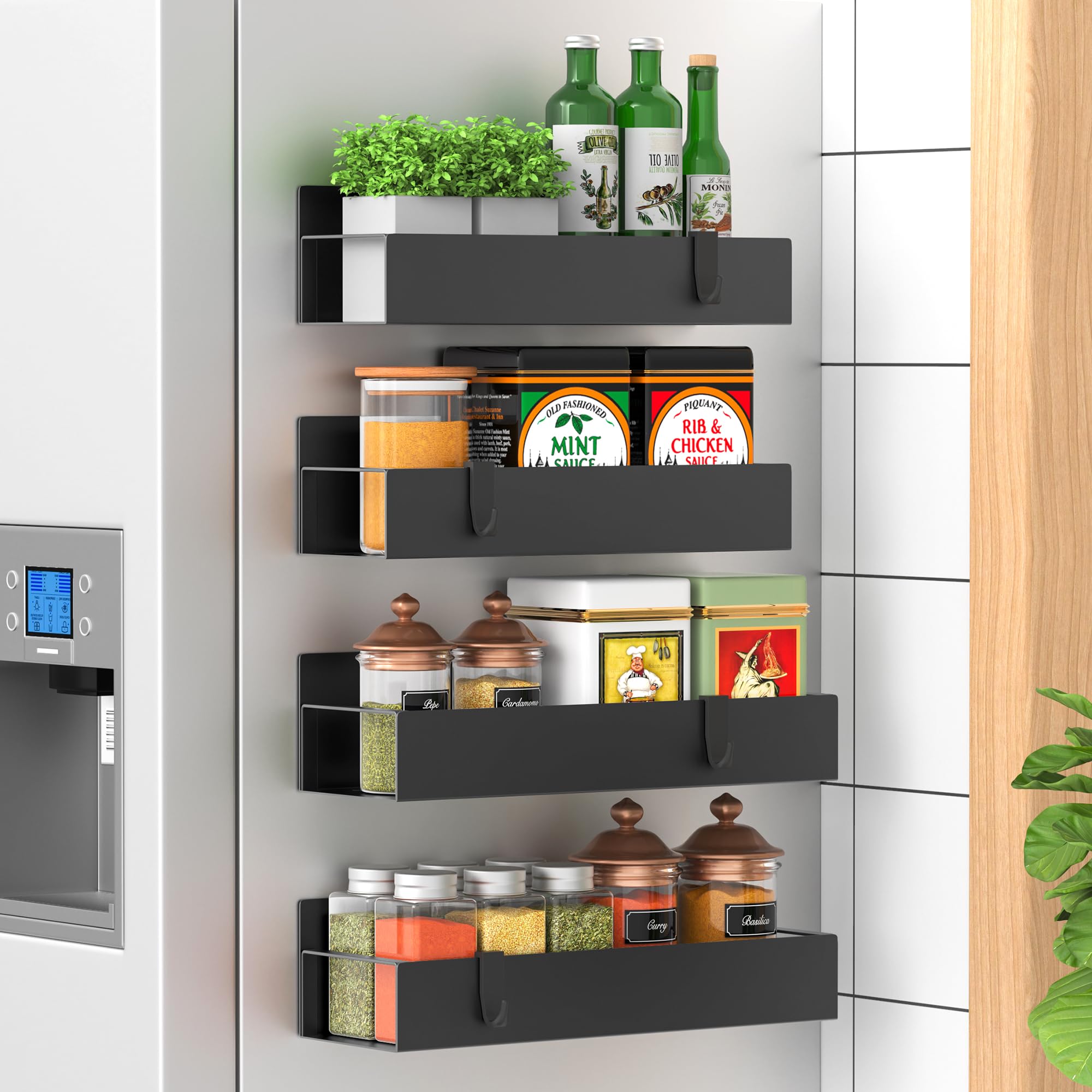 Especiero Magnetizado De 4 Piezas De Capacidad Extragrande
