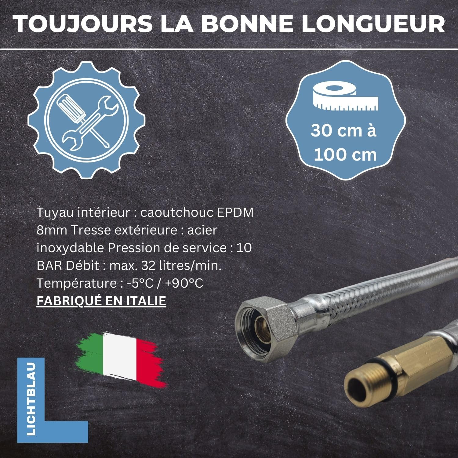 Lichtblau Tuyau D'arrivée En Acier Inoxydable Résistant Aux Plis I 2,5