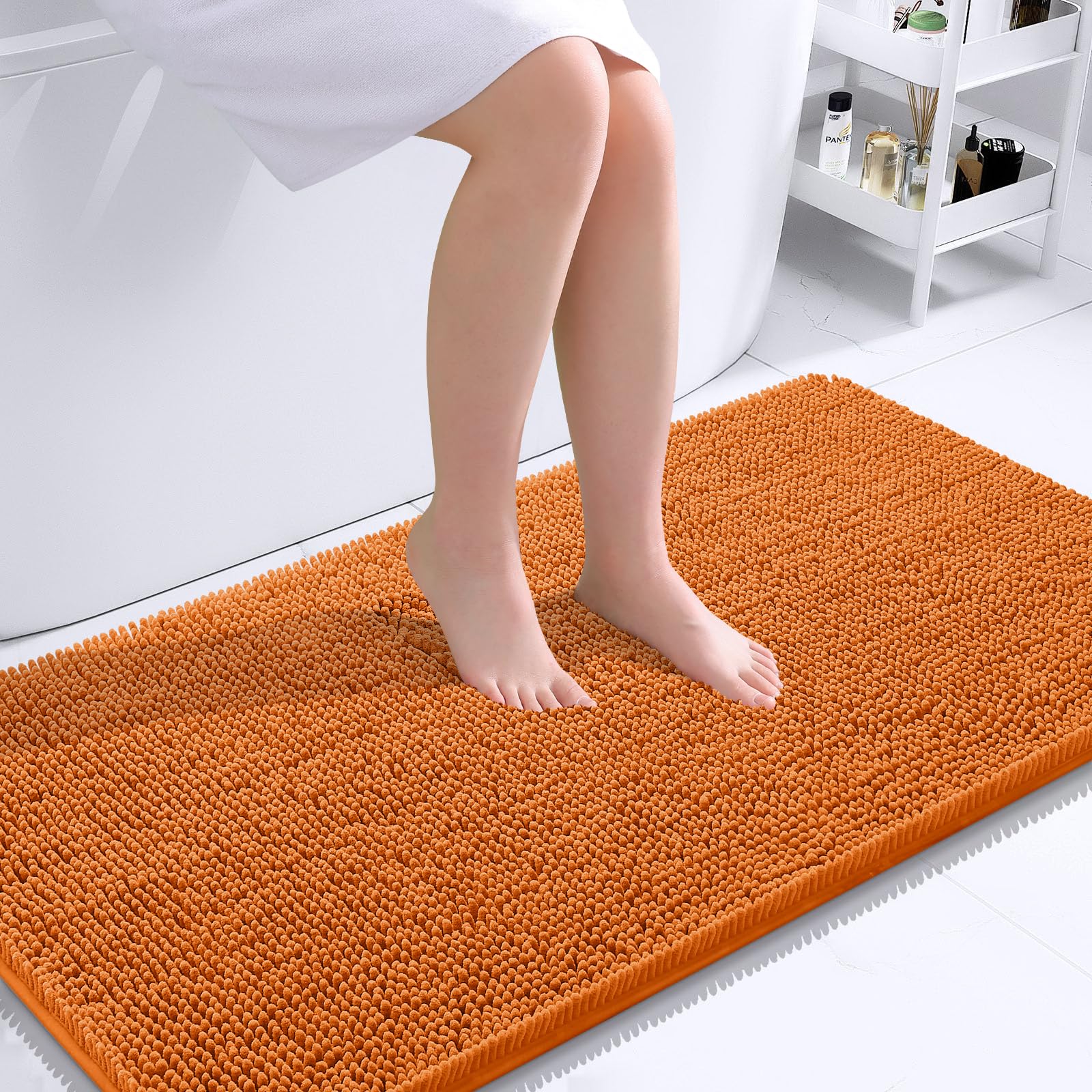 OLANLY Bathroom Runner Rugs 44x24, Extra Soft Absorbent Chenille Bath Rugs, Rubber Backing Quick Dry, Machine Washable Long Bath Mats for Bathroom Floor, Tub and Shower, Home Decor Accessories, Clay | Clay, Quick-Drying Rubber Backing, Machine Washable Long Bath Mat for Bathroom Floor, Tub and Shower, Home Decor Accessories