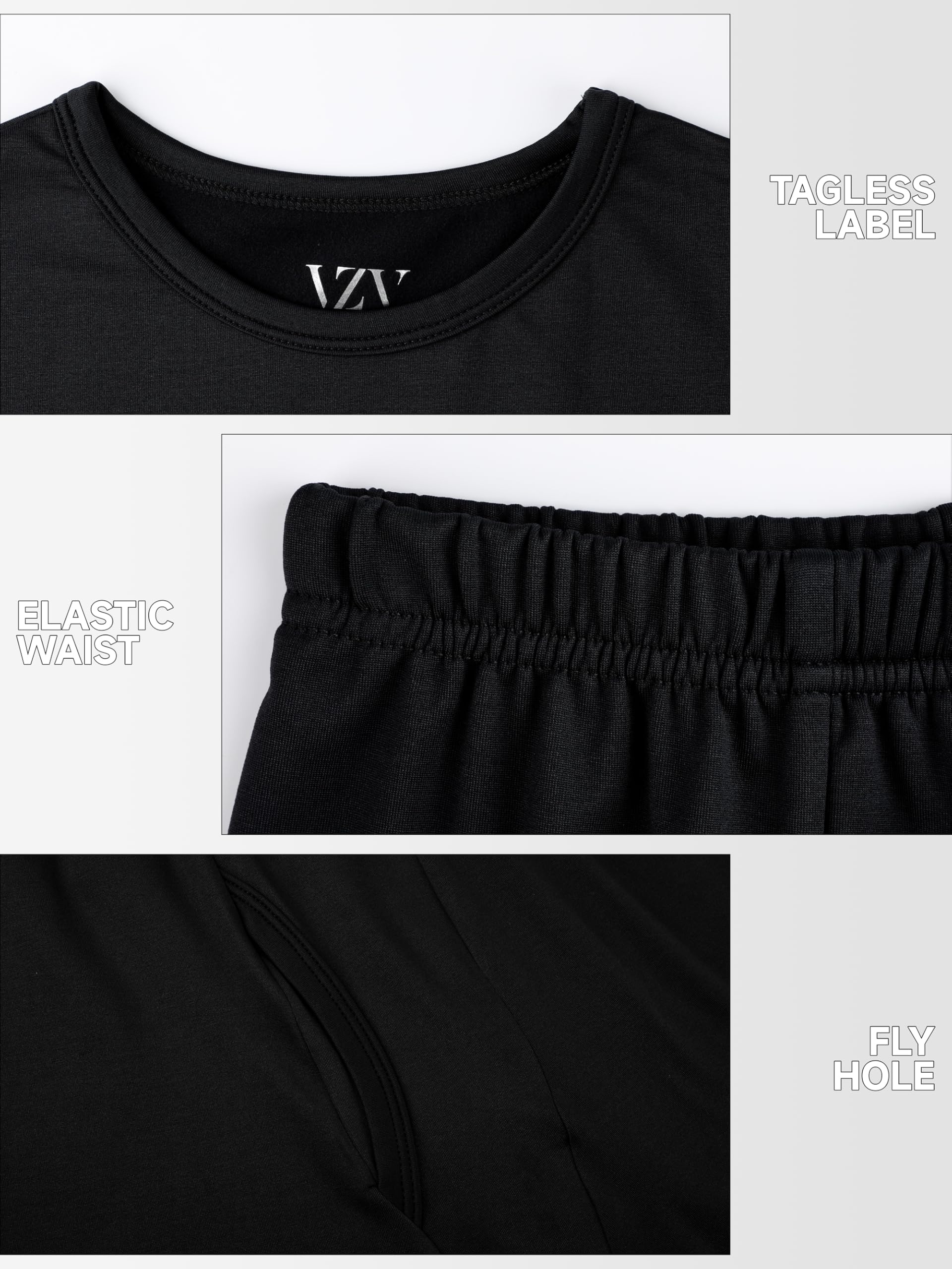 VZV Juego de 3 ropa interior térmica para hombre, forro polar, pantalones largos para hombre, conjunto de capa base para clima frío