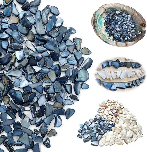 Yew & Tulip Chips de conchas trituradas naturales irregulares, mosaicos de conchas rojas y naranjas de 32 onzas, fragmentos de madreperla para