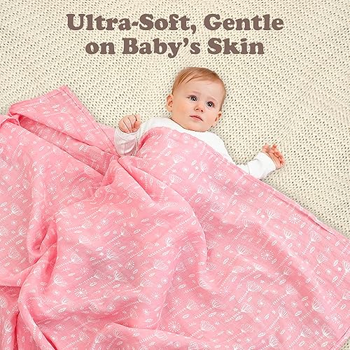 Miniatura 9 de Bublo Baby Mantas envolventes de muselina para bebés, niños y niñas, paquete de 4 mantas transpirables de alta calidad 100% algodón para recibir