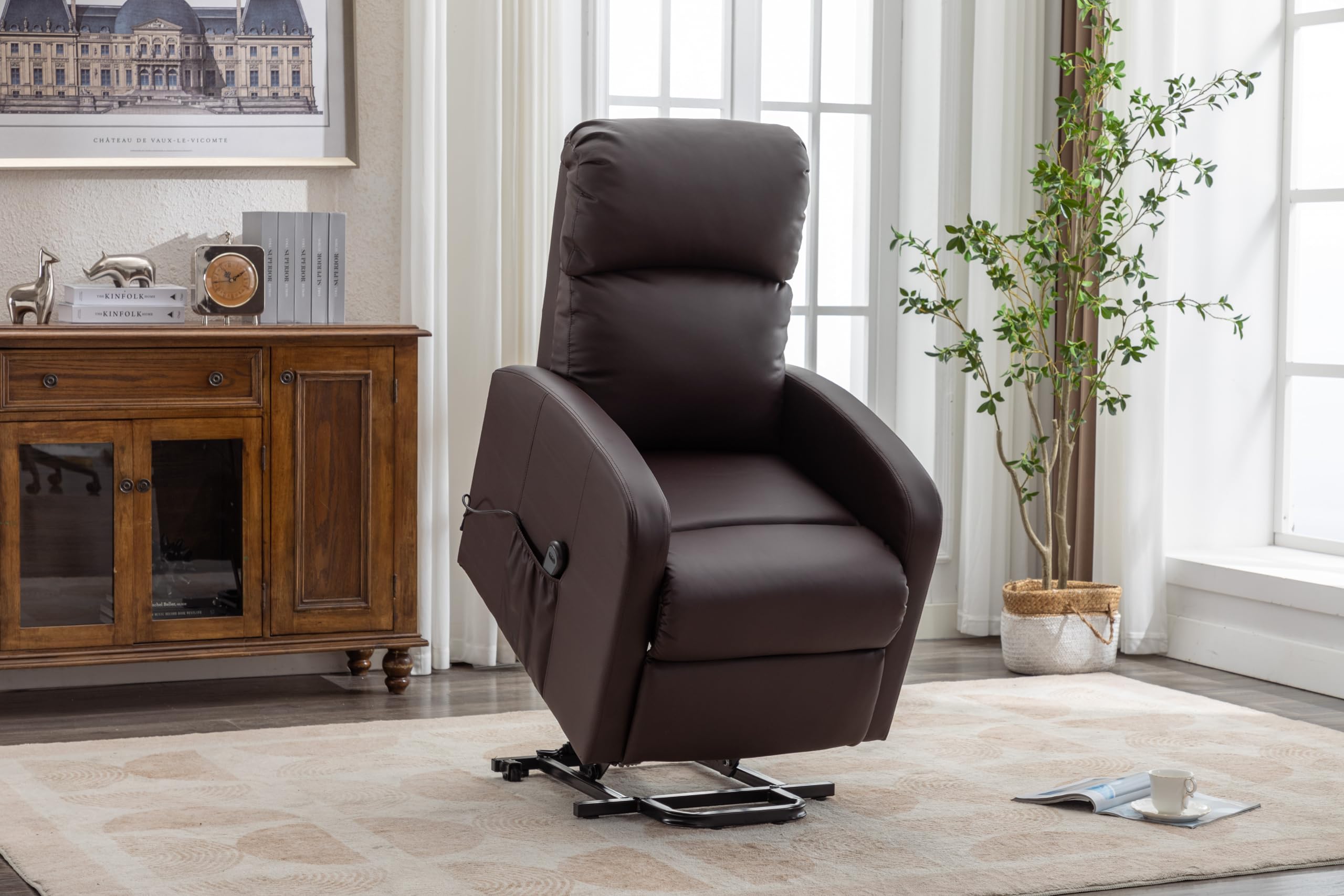 Astan Hogar Sillón Relax Con Función Auto-Ayuda (Levanta Personas), Reclinación Eléctrica, Tapizado en PU Anti-Cuarteo, Modelo Premium AH-AR30620CH