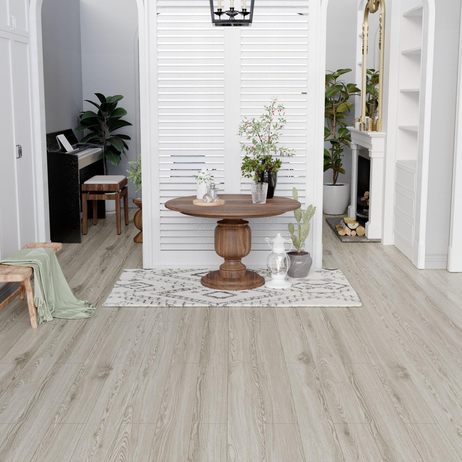 Oxdigi PVC Bodenbelag Selbstklebende 3m², Holzoptik Vinylboden Bodenfliesen, Verdickende Bodenaufkleber für Eingangstür, Wohnzimmer, Küche, DIY Zuschneidbar Vinyl-Fußböden 60x500 cm