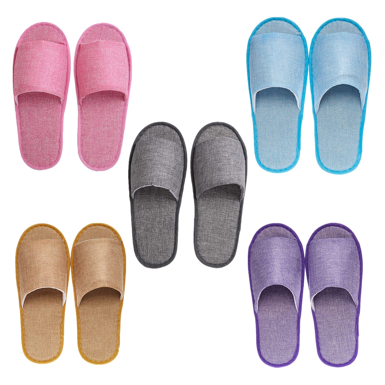 Disposable Open Toe Spa Slippers - Linen Casual Non-Slip for Hotel, Travel, Guest and Home