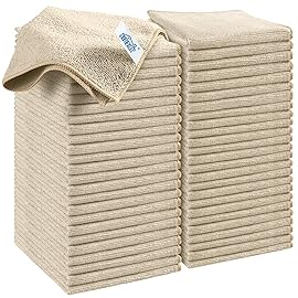 HOMEXCEL Brown Microfiber Cleaning Cloth, 50 Pack Cleaning Towels for Kitchen, Lint Free, Scratch-Free, Highly Absorbent, and Reusable Cleaning Rags for House, Window and Glass, Cars, 11.5 X11.5 inch