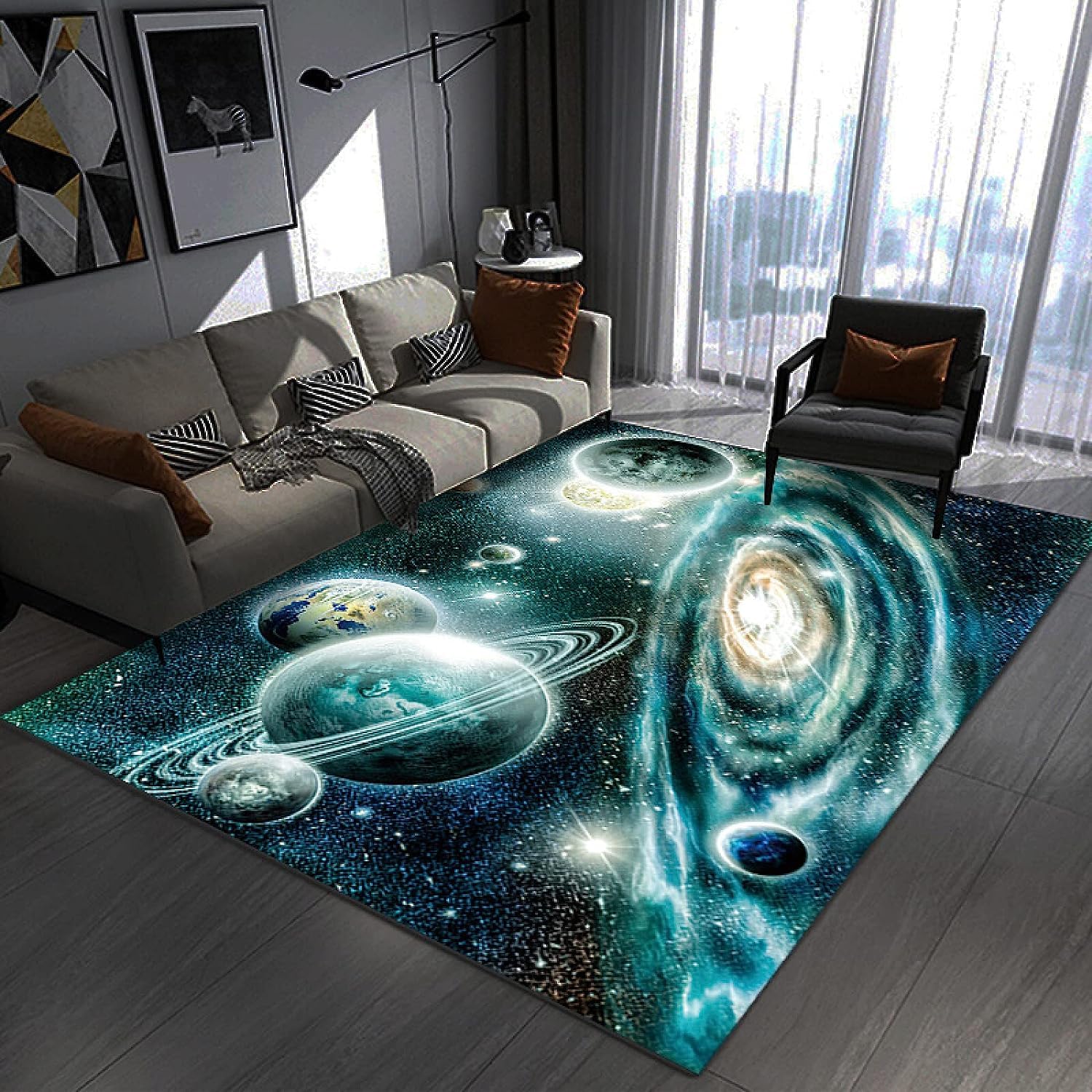 Bathroom Carpet 3D Creative Planet Galaxy Universe Polyester Material Non-Slip Carpet Easy To Clean Study Room Game Room Living Room Kitchen Bedroom Office Hallway Children'S Room Door Mat C -0E4Y/I8