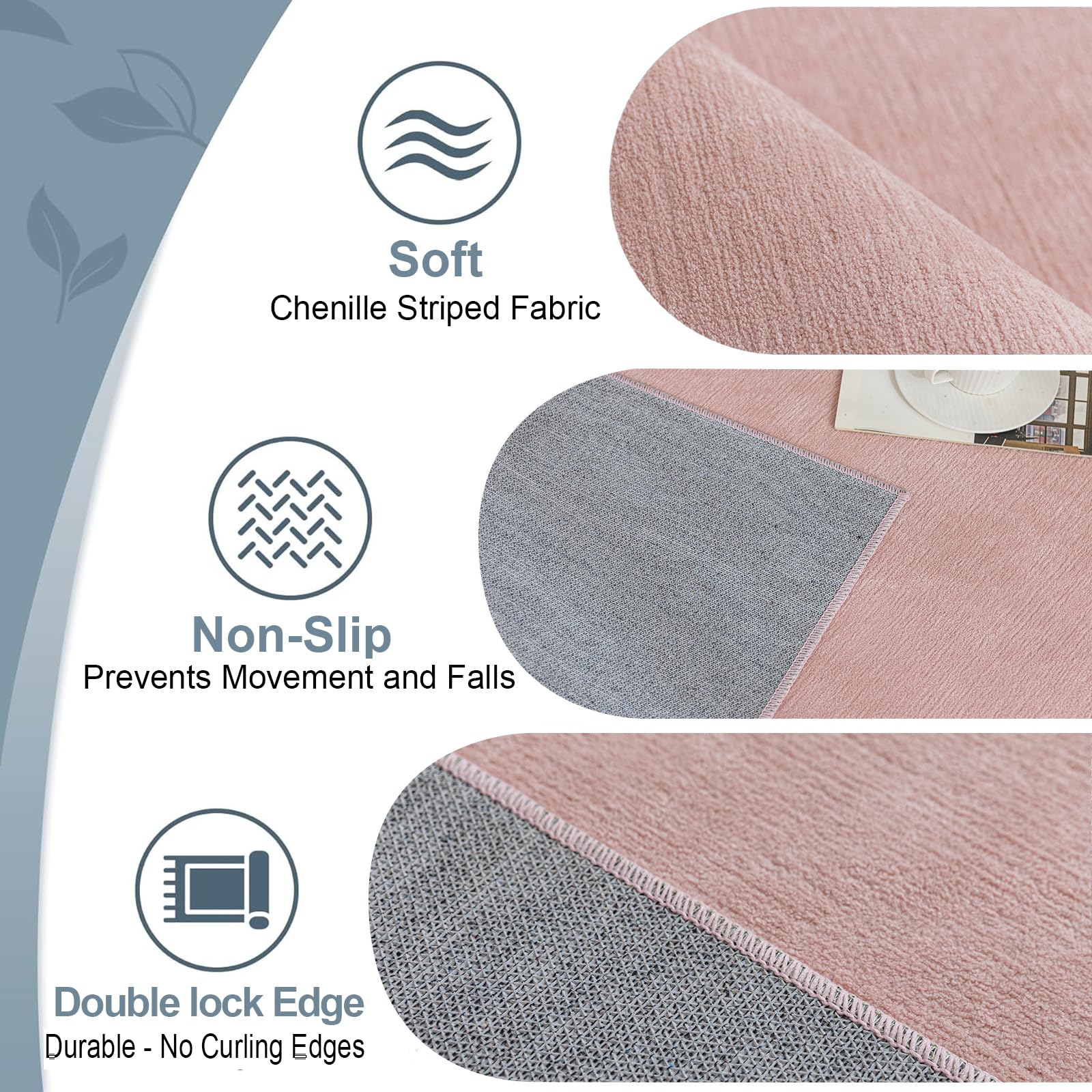 Kurzflor Tapis Rosa-60x120cm, Tapis Lavable Salon, Moquette Antidérapant Chambre à Coucher, Tapi Mince Salon, Chenille Moquette Doux pour Enfants Küchen(Rosa)