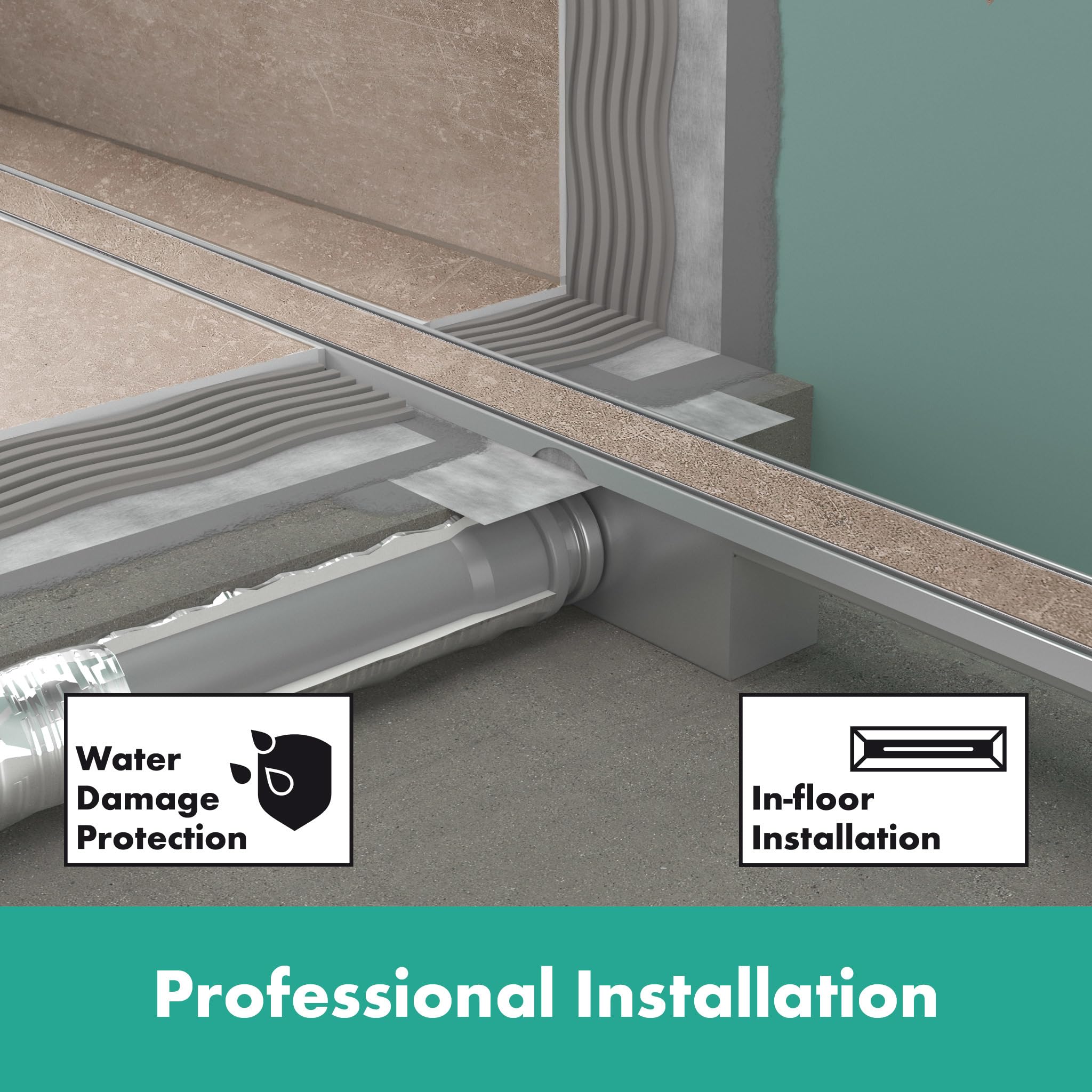hansgrohe RainDrain Compact - kompletny odpływ liniowy, kanał prysznicowy 900 mm, odpływem prysznicowym niski, ruszt do wyłożenia płytkami