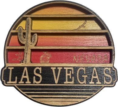Las Vegas Nevada Wood Carved Magnet, Unique Collectible Souvenir Accessory, Gifts for Collectors, 3 x 3 Inches