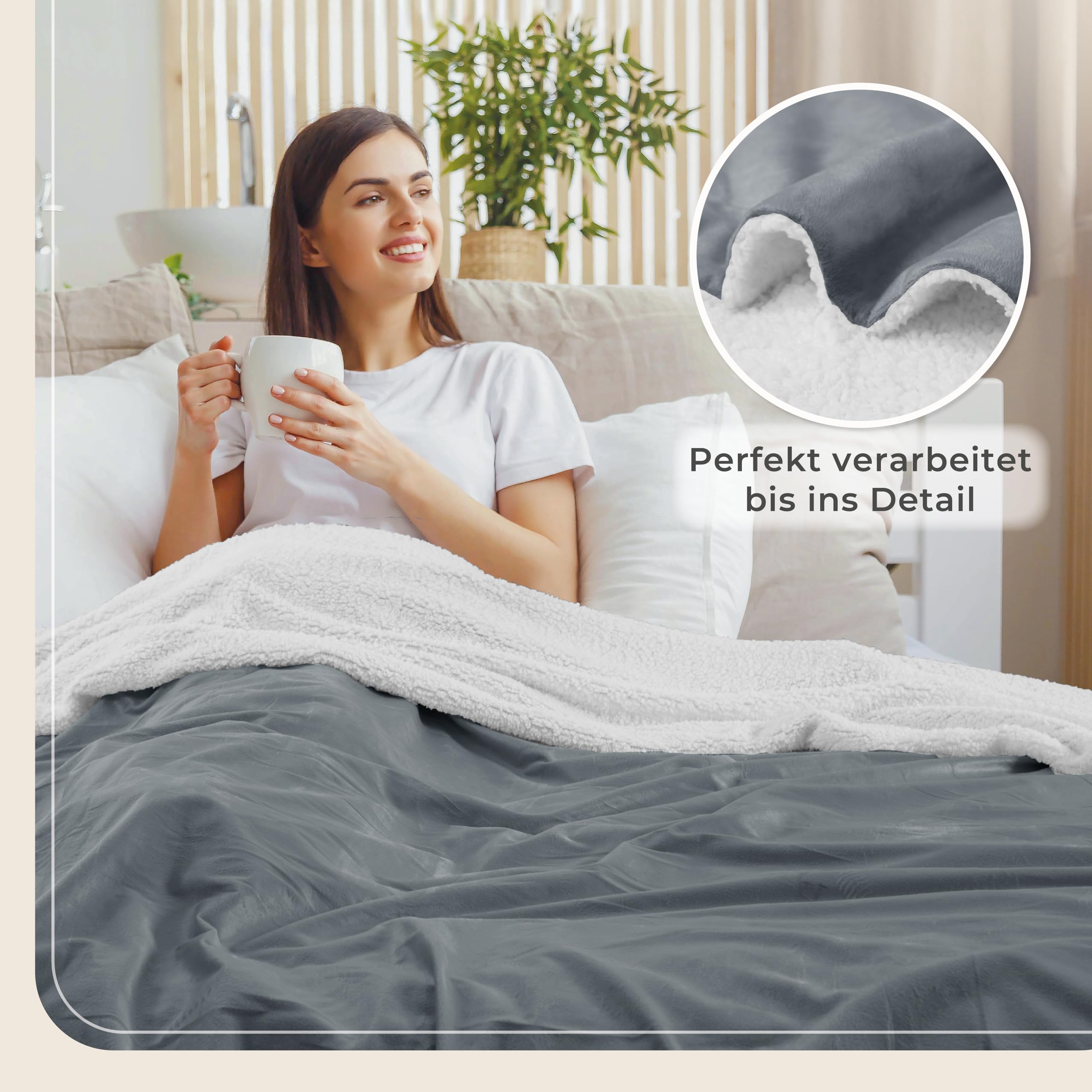 Gräfenstayn® Dicke Kuscheldecke flauschig & super weich - warme Sherpa-Fleecedecke in Lammfell-Optik als Wohndecke, Tagesdecke & Sofadecke - Überwurf Decke Sofa & Couch (Anthrazit 240x220)