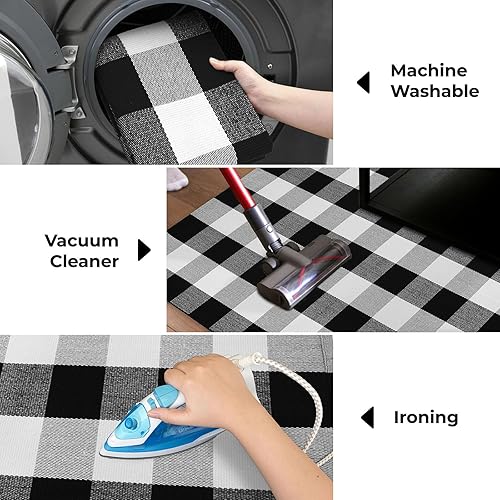 Miniatura 4 de Alfombrilla de algodón de cuadros escoceses, alfombra a cuadros escoceses