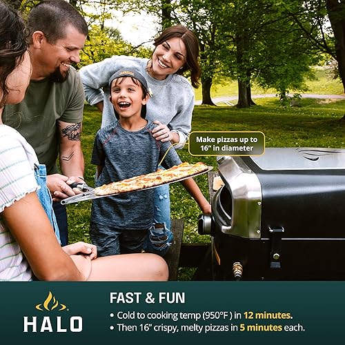 Miniatura 2 de HALO Versa 16 Horno de pizza Piedra giratoria de 16 pulgadas, sistema patentado de doble quemador, pizzas de 5 minutos, fácil de limpiar