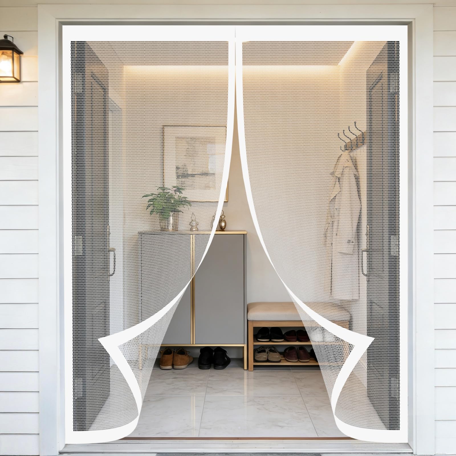 Moustiquaire porte 140x120cm magnétique blanche pour aérer votre salon en été sans nuisibles