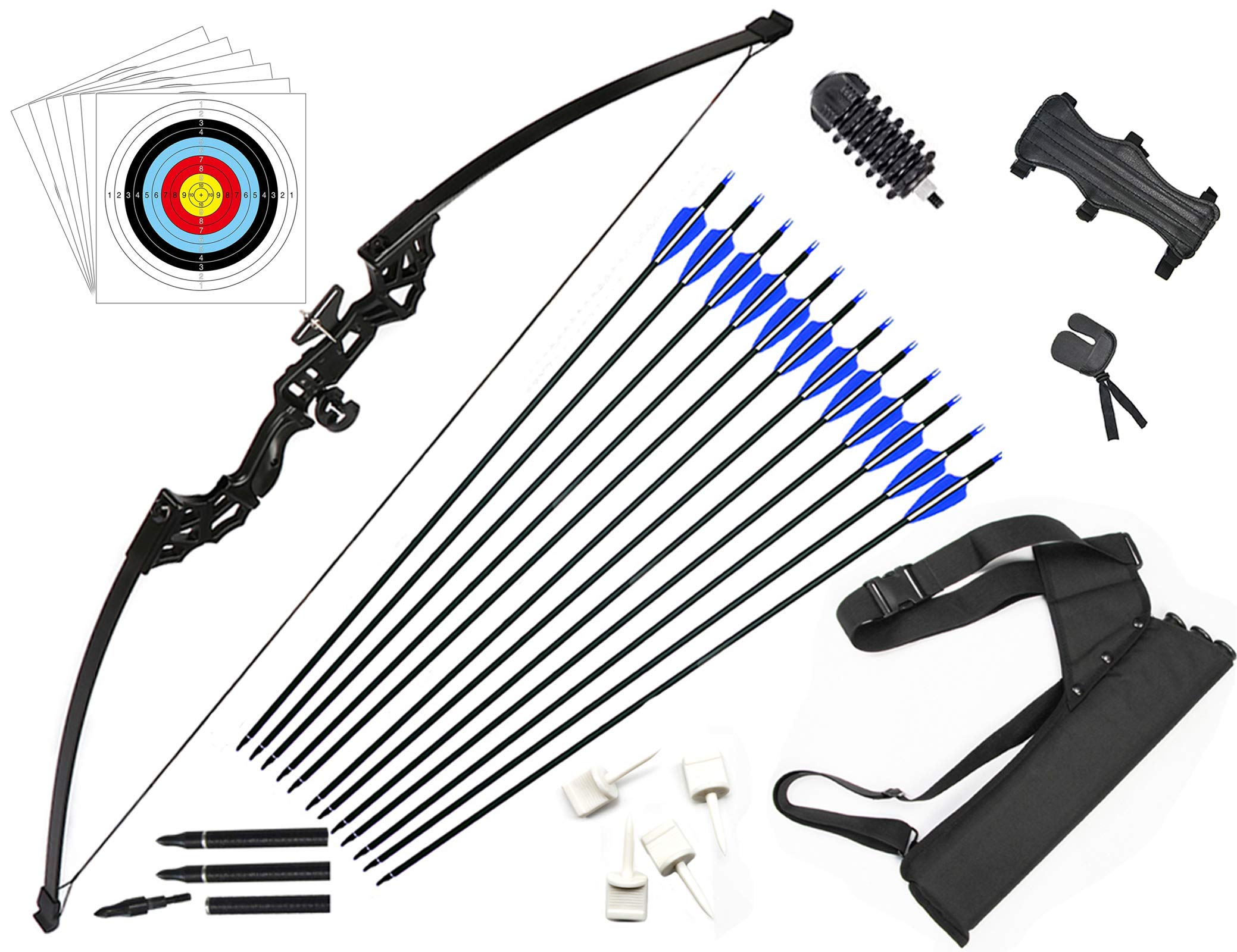DOSTYLE Archery Takedown Recurve Bow and Arrow Set Hunting Long Bow Kit