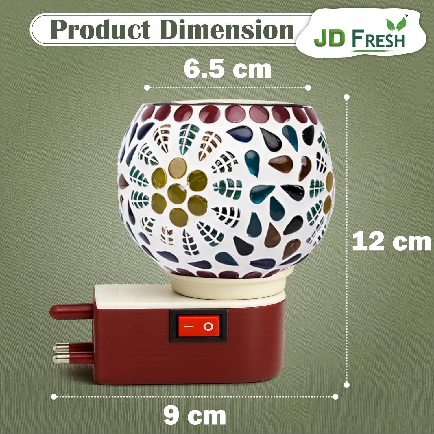 JD FRESH Ceramic Kapoor Dani Lamp/Electric Camphor Diffuser Burner for Pooja/Multipurpose Incense Aroma Kapoor Dani/Bakhoor Burner/Night lamp for Home/Office/Meditation & Mosquito Repellent (JD-1031) 1